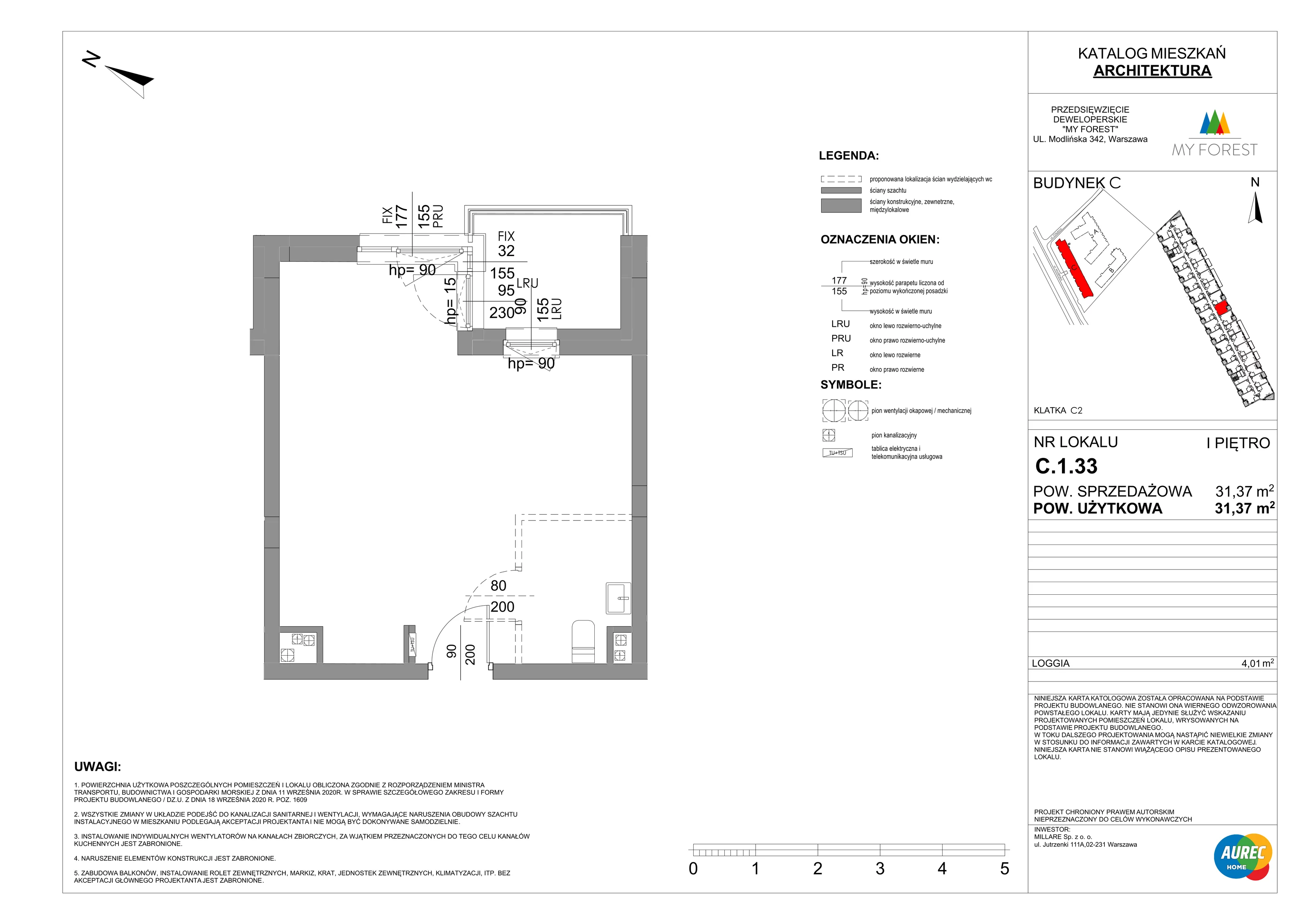 Lokal użytkowy 31,37 m², oferta nr C.1.33, My Forest - lokale użytkowe, Warszawa, Białołęka, ul. Modlińska 342
