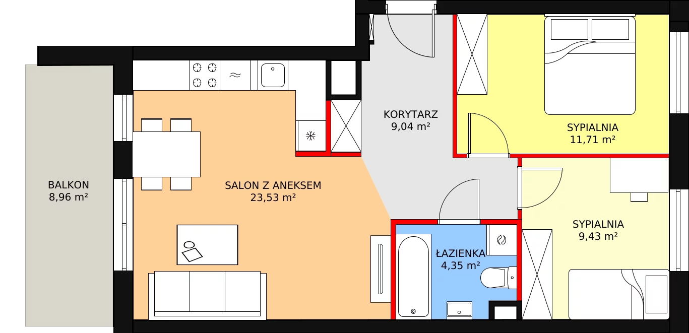 3 pokoje, mieszkanie 58,06 m², piętro 3, oferta nr 106C/M034, Miasteczko Jutrzenki, Warszawa, Włochy, Salomea, ul. Jutrzenki