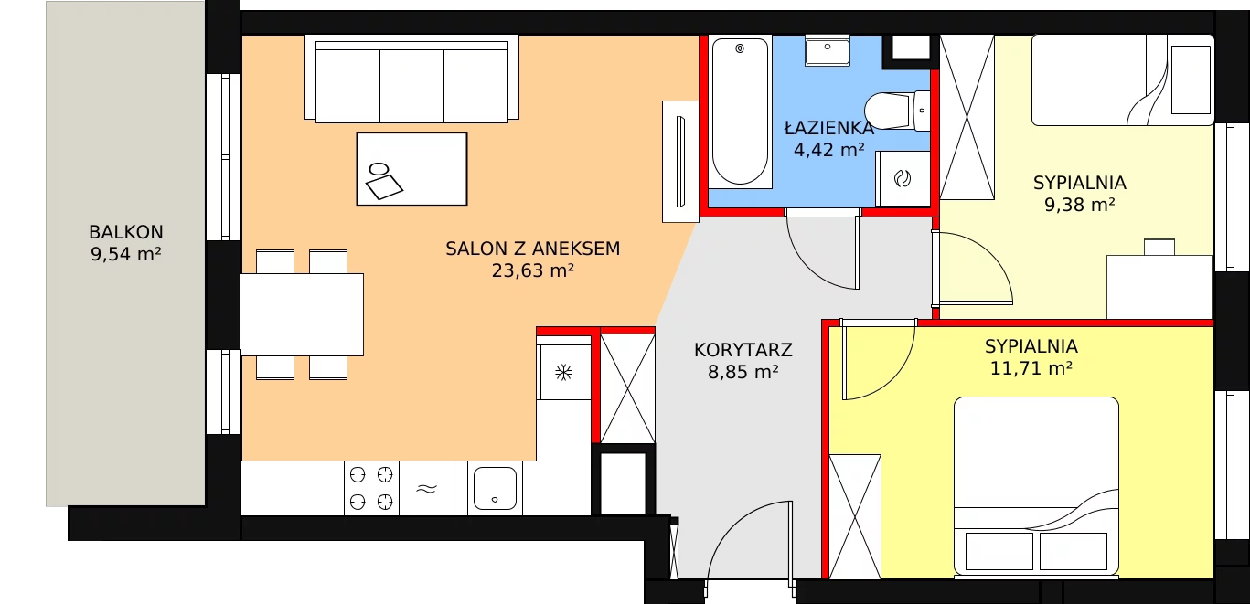 Mieszkanie 57,99 m², piętro 5, oferta nr 106C/M060, Miasteczko Jutrzenki, Warszawa, Włochy, Salomea, ul. Jutrzenki