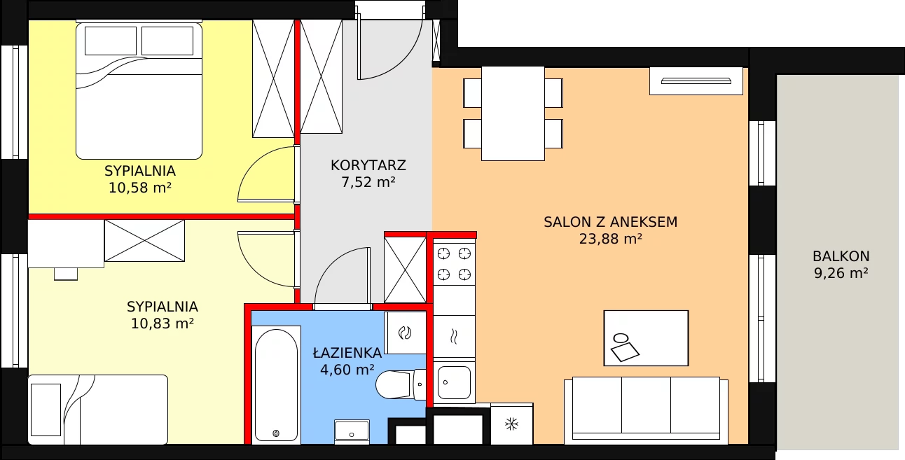 Mieszkanie 57,41 m², piętro 3, oferta nr 106E/M066, Miasteczko Jutrzenki, Warszawa, Włochy, Salomea, ul. Jutrzenki