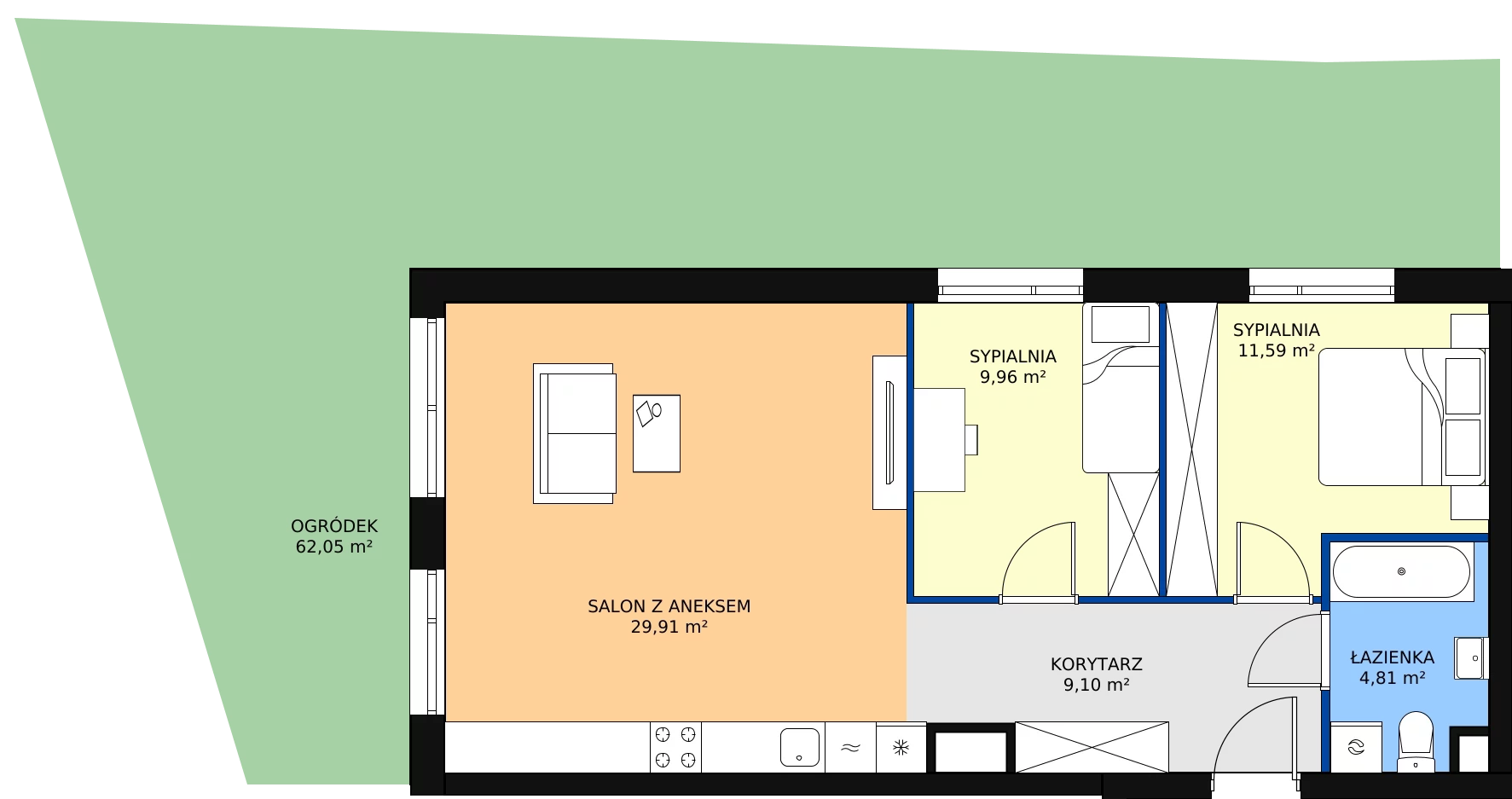 Zalety mieszkania 65.37 m², A1.1/002