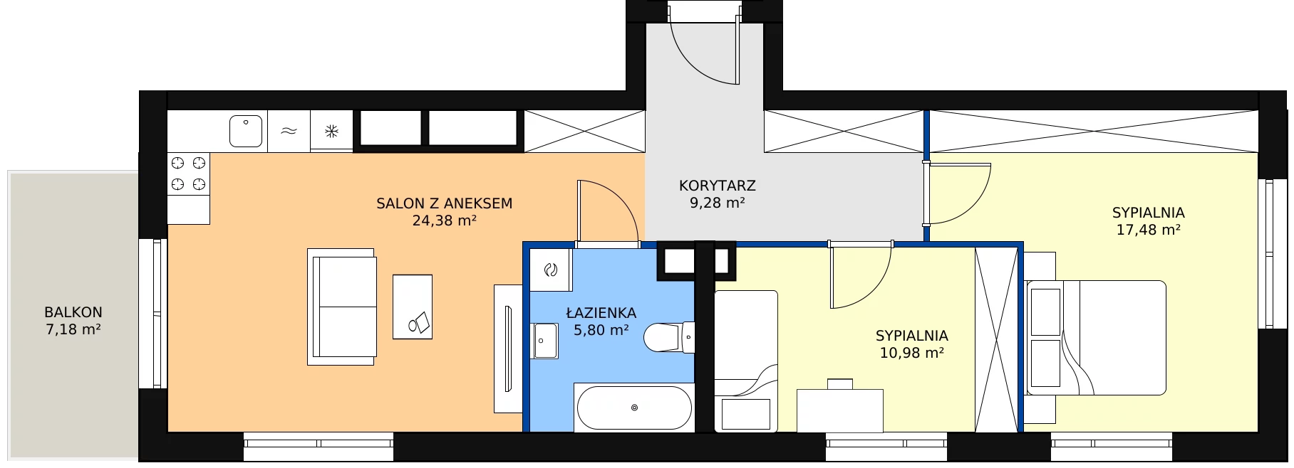 Zalety mieszkania 67.92 m², A1.1/009