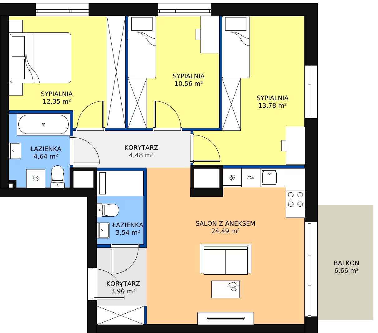 Zalety mieszkania 77.74 m², A1.1/027