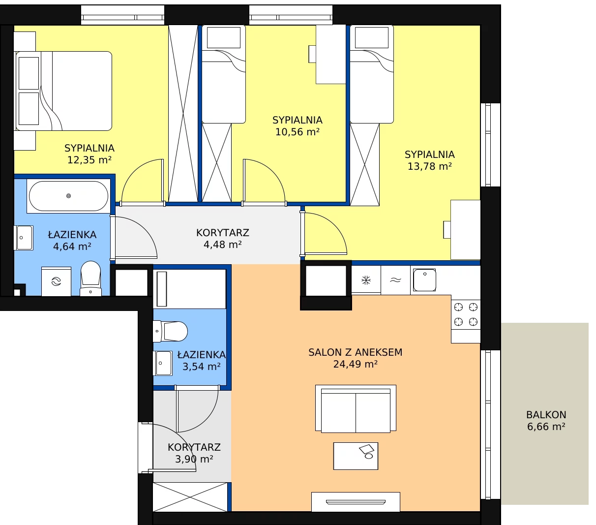 Zalety mieszkania 77.74 m², A1.1/034