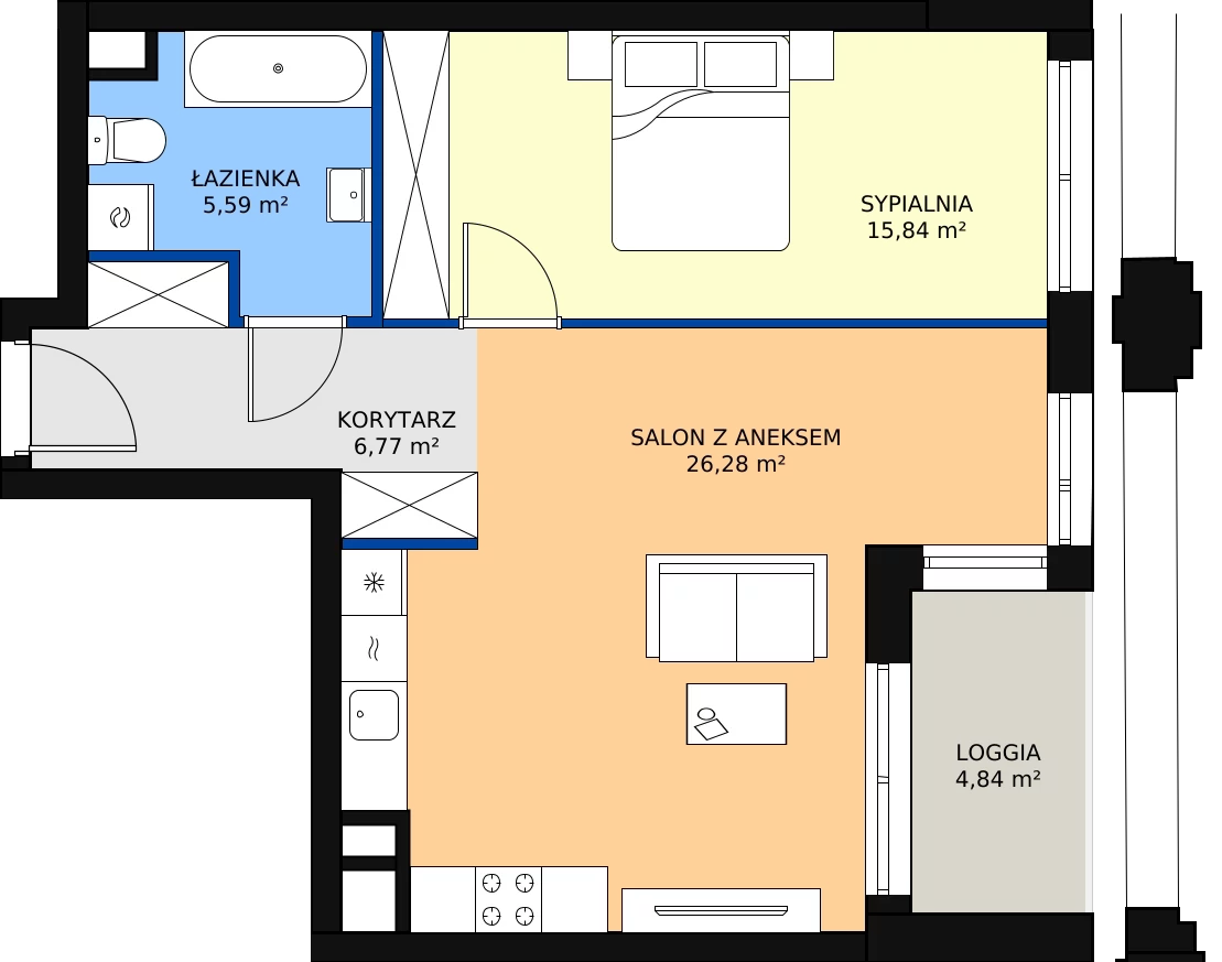 Zalety mieszkania 54.64 m², A1.2/054