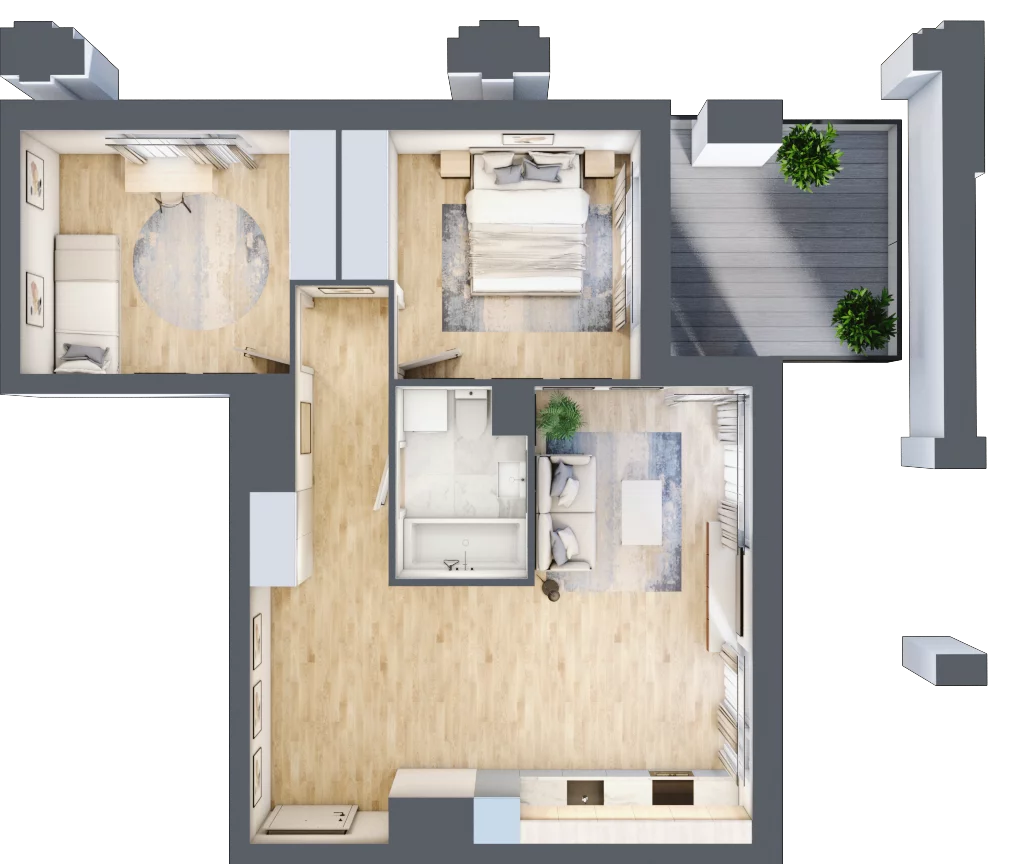 Mieszkanie 61,34 m², piętro 2, oferta nr A1.2/055, Fabrica URSUS, Warszawa, Ursus, Szamoty, ul. Dyrekcyjna