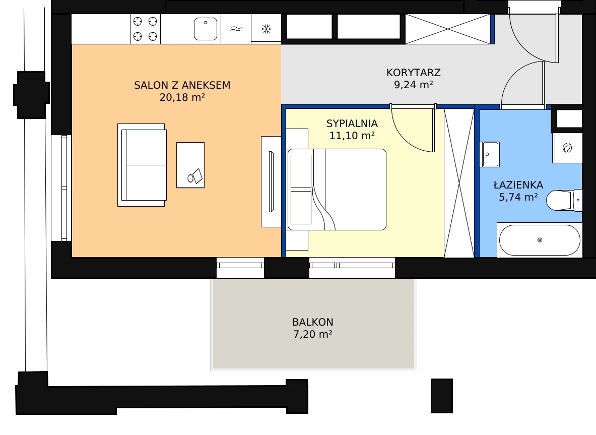 Zalety mieszkania 46.18 m², A1.2/056