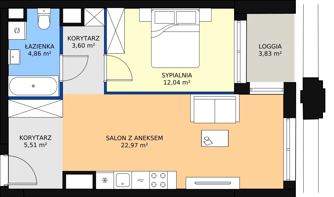 Zalety mieszkania 49 m², A1.2/060