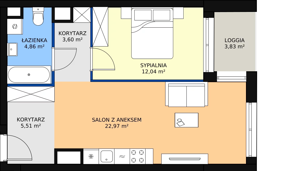 Zalety mieszkania 49 m², A1.2/067