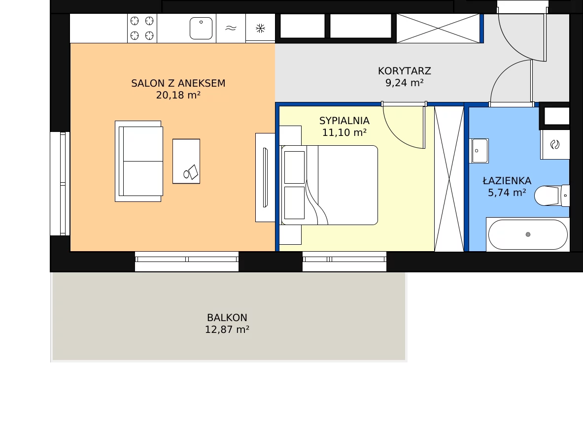 Zalety mieszkania 46.18 m², A1.2/070