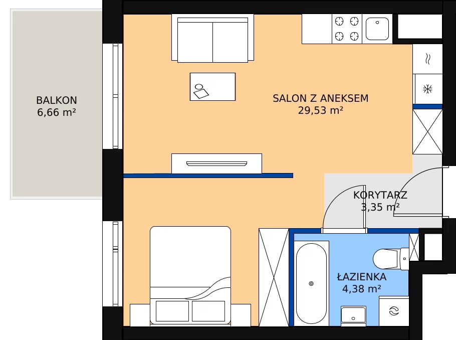 Zalety mieszkania 37.32 m², A1.2/096