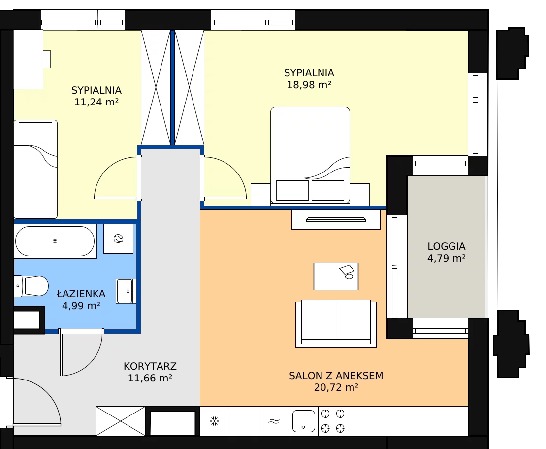 Zalety mieszkania 67.5 m², A1.2/097