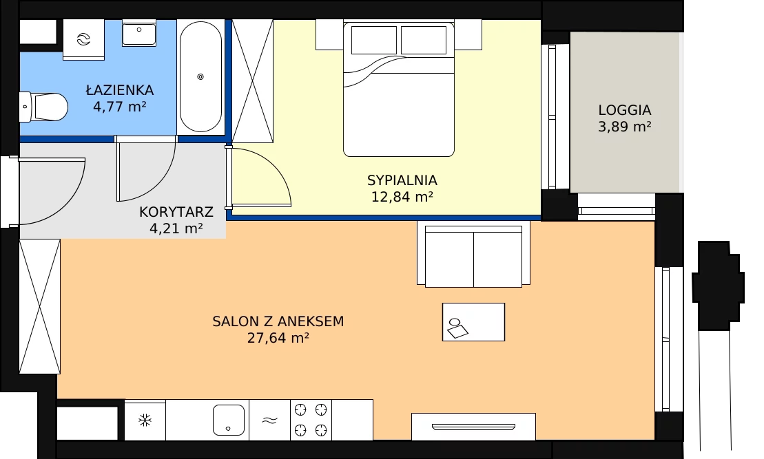 Zalety mieszkania 49.51 m², A1.2/098