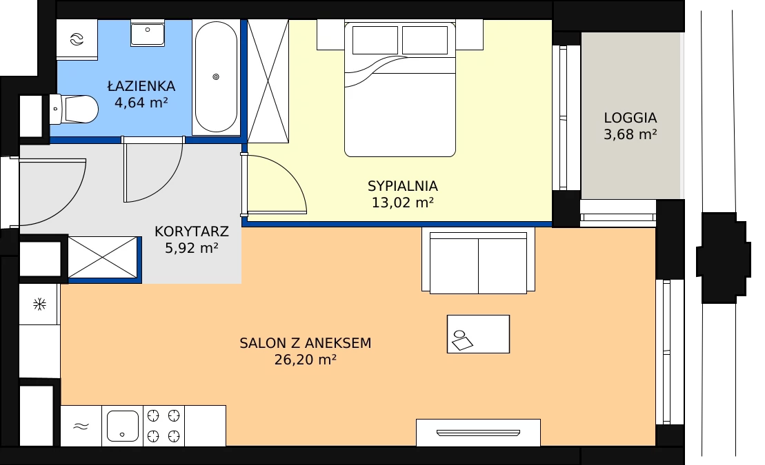 Zalety mieszkania 49.84 m², A1.2/099