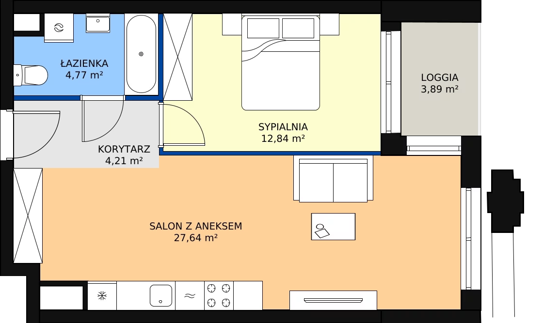 Zalety mieszkania 49.51 m², A1.2/105