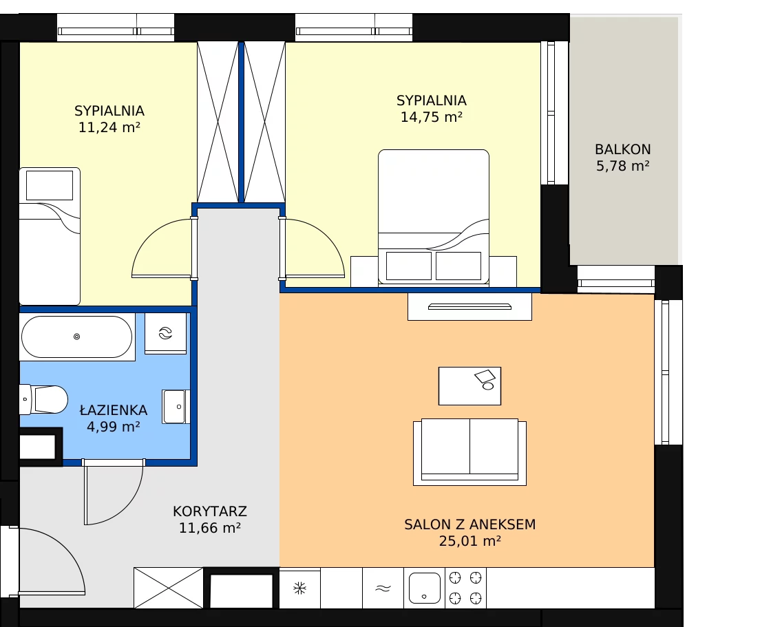 Zalety mieszkania 67.56 m², A1.2/118
