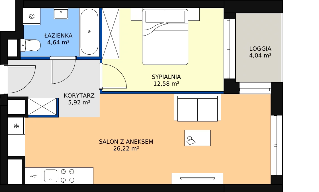Zalety mieszkania 49.42 m², A1.2/127