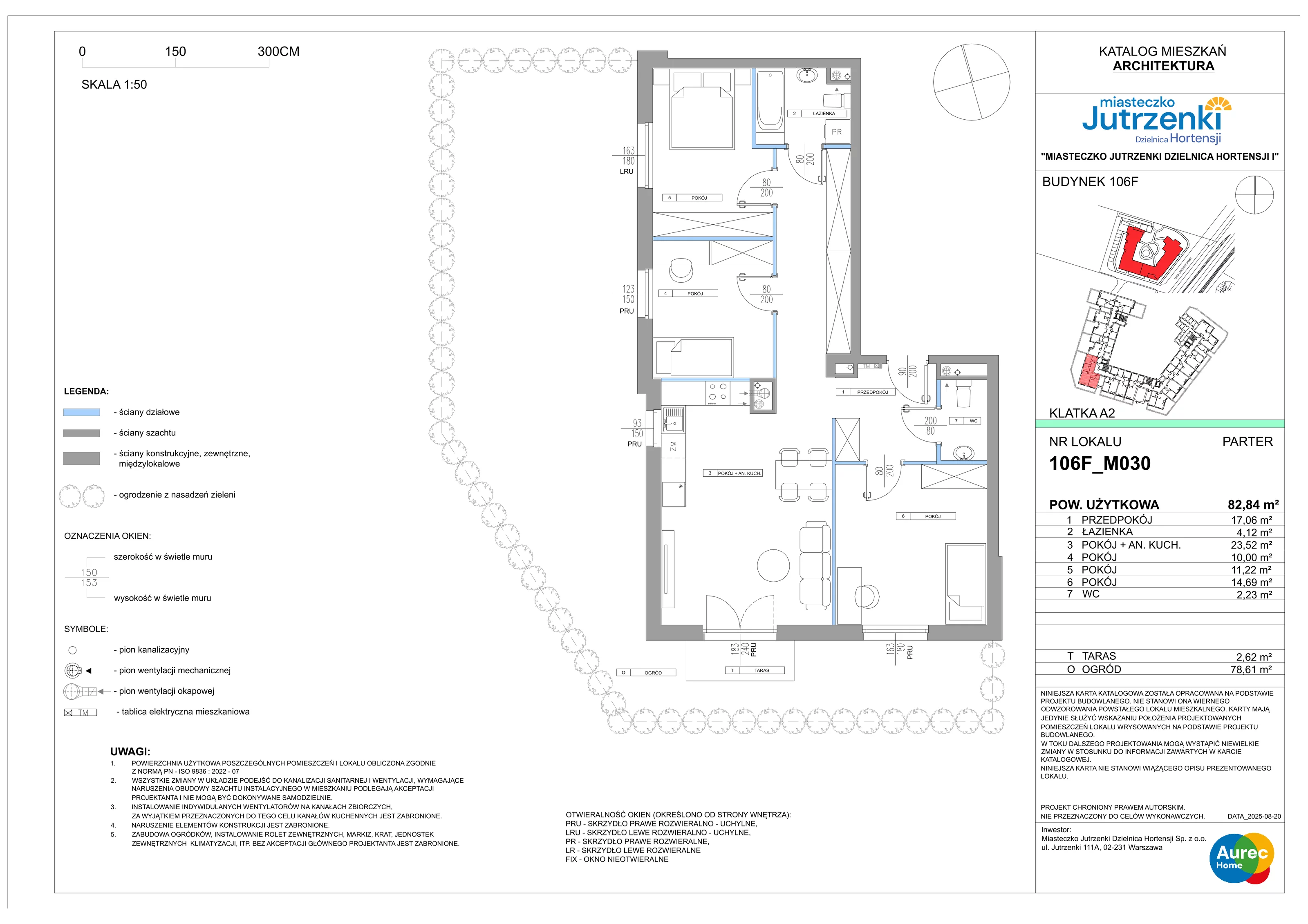 4 pokoje, mieszkanie 82,84 m², parter, oferta nr 106F/M030, Miasteczko Jutrzenki Dzielnica Hortensji, Warszawa, Włochy, ul. Jutrzenki 106F