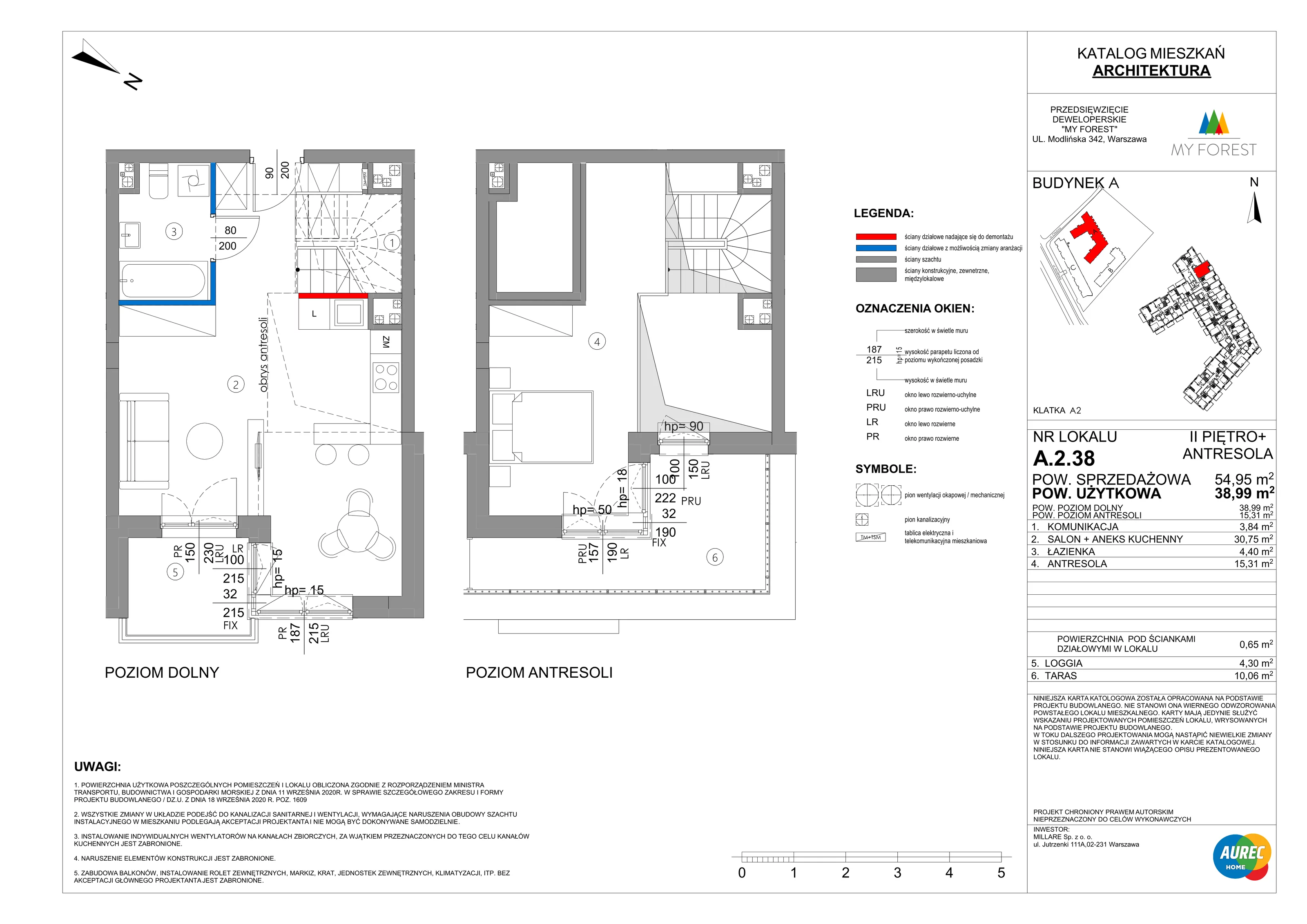 2 pokoje, mieszkanie 54,95 m², piętro 2, oferta nr A.2.38, My Forest, Warszawa, Białołęka, ul. Modlińska 342
