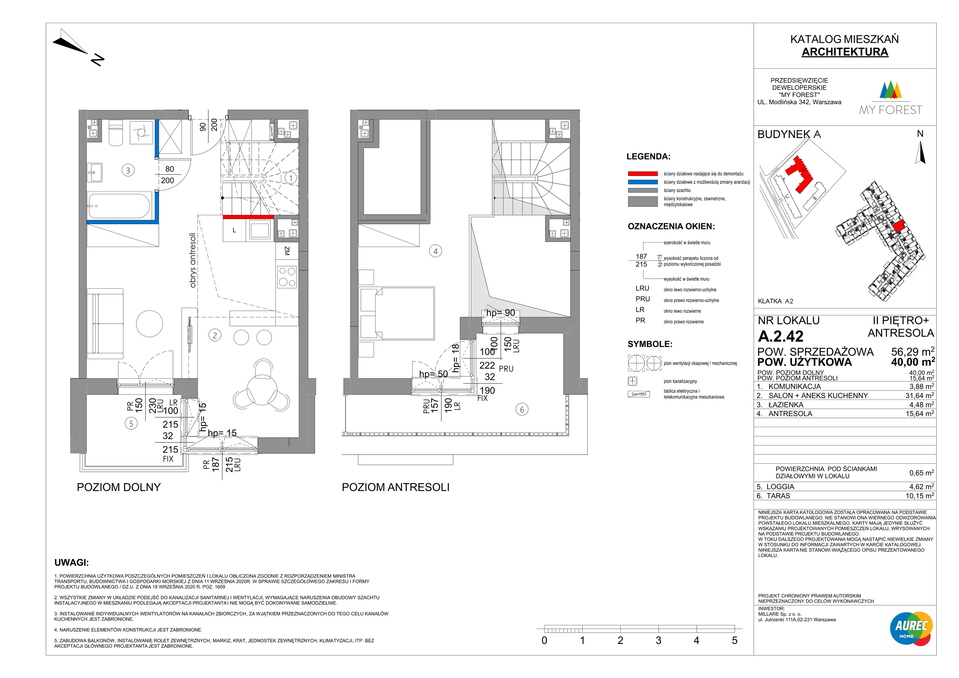 2 pokoje, mieszkanie 56,29 m², piętro 2, oferta nr A.2.42, My Forest, Warszawa, Białołęka, ul. Modlińska 342