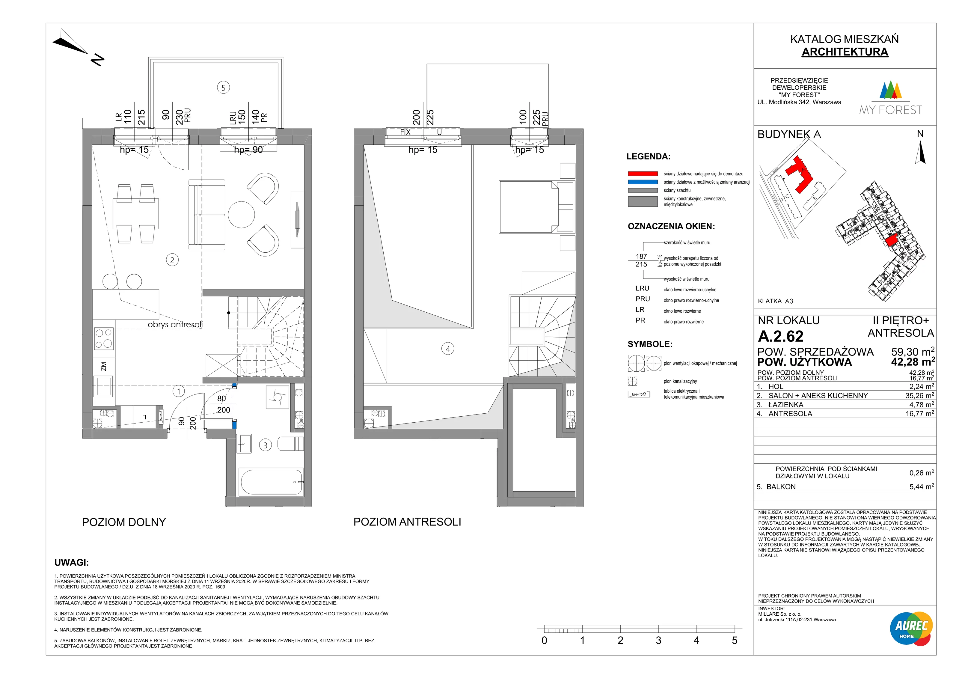 2 pokoje, mieszkanie 59,30 m², piętro 2, oferta nr A.2.62, My Forest, Warszawa, Białołęka, ul. Modlińska 342