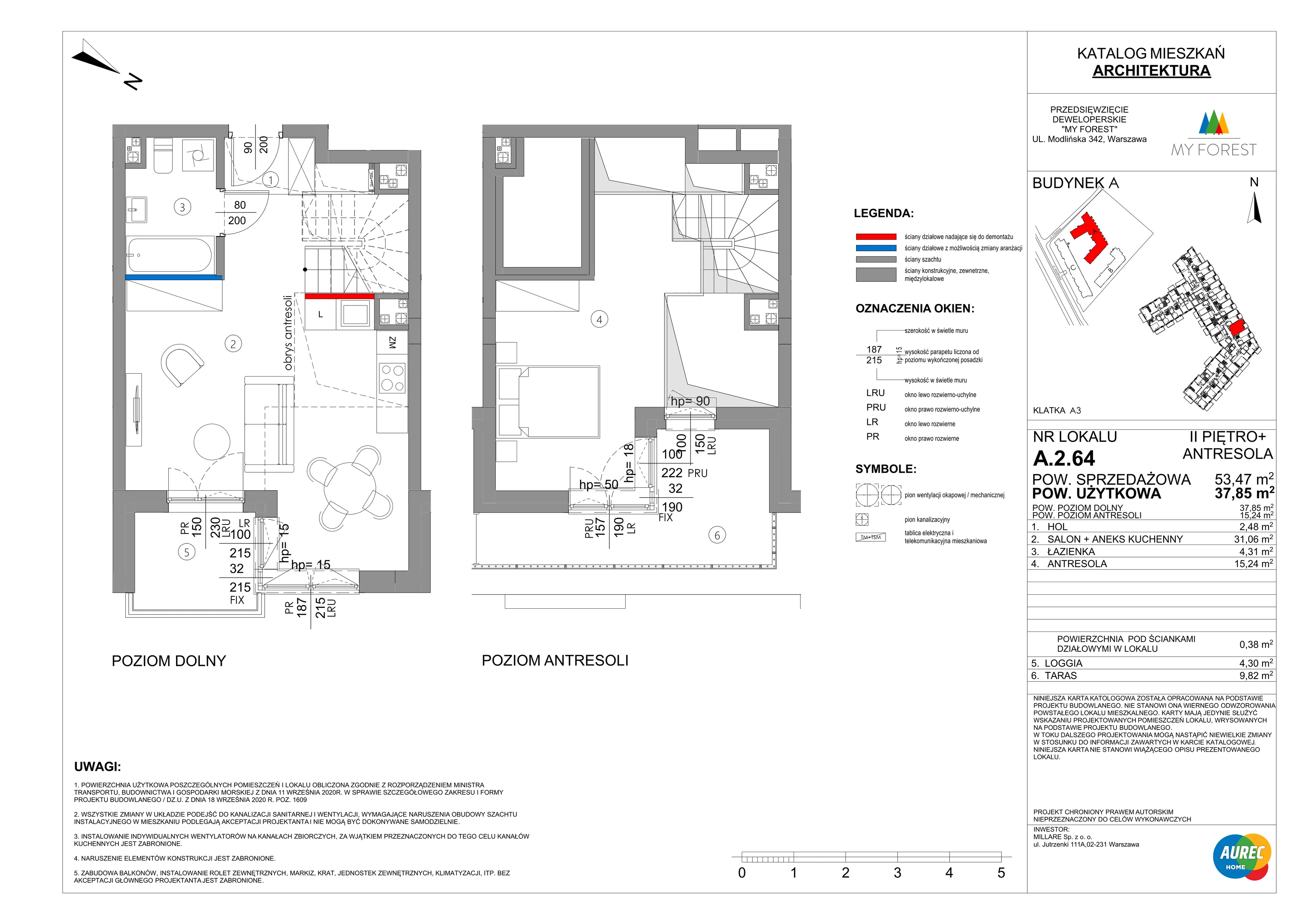 2 pokoje, mieszkanie 37,85 m², piętro 2, oferta nr A.2.64, My Forest, Warszawa, Białołęka, ul. Modlińska 342