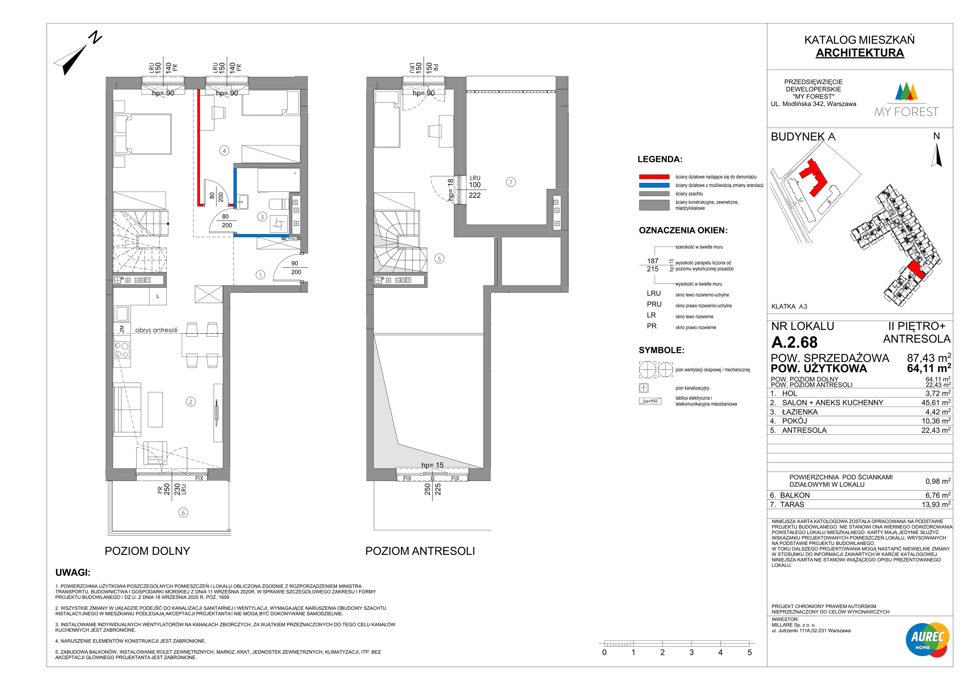 4 pokoje, mieszkanie 64,11 m², piętro 2, oferta nr A.2.68, My Forest, Warszawa, Białołęka, ul. Modlińska 342