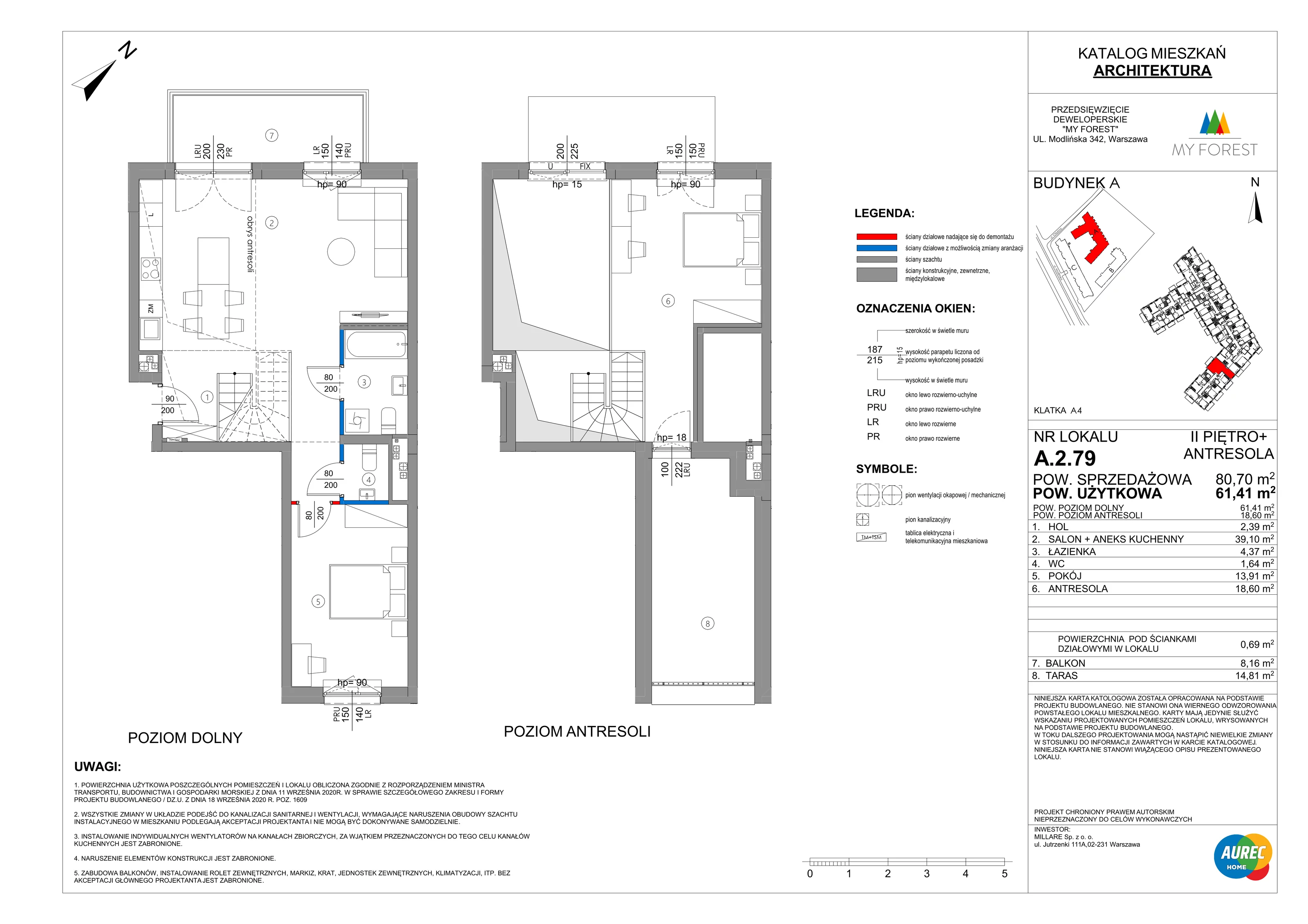3 pokoje, mieszkanie 61,41 m², piętro 2, oferta nr A.2.79, My Forest, Warszawa, Białołęka, ul. Modlińska 342