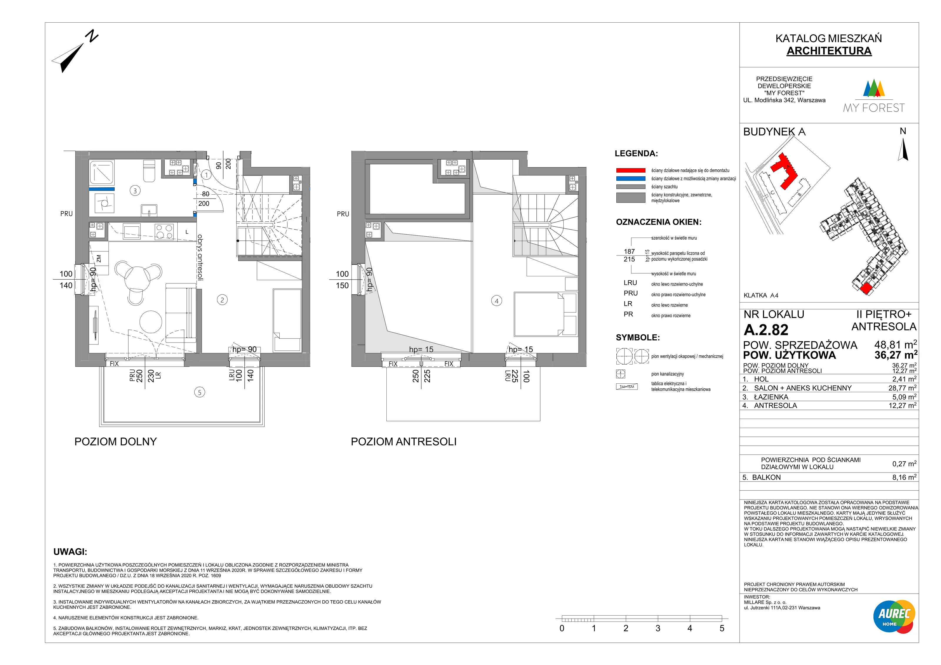 2 pokoje, mieszkanie 36,27 m², piętro 2, oferta nr A.2.82, My Forest, Warszawa, Białołęka, ul. Modlińska 342