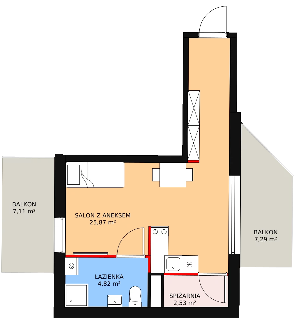 1 pokój, apartament inwestycyjny 33,22 m², piętro 1, oferta nr 1, Parkowa 3, Niechorze, ul. Parkowa 3