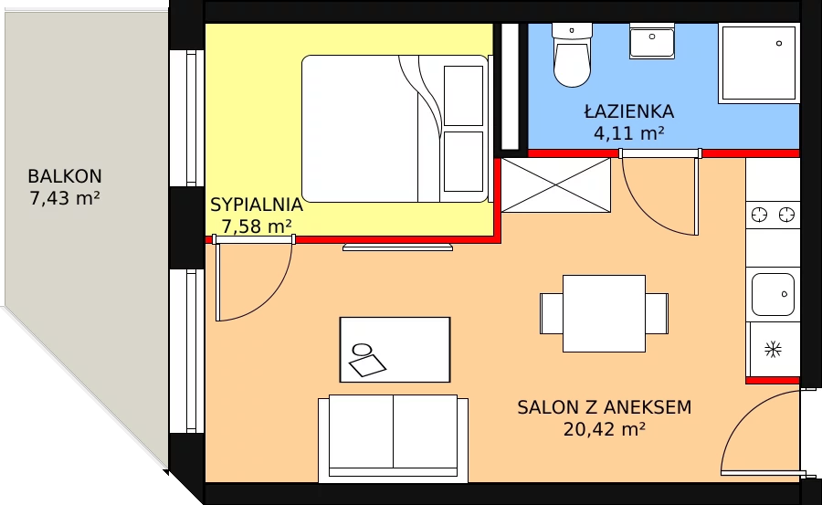 2 pokoje, apartament inwestycyjny 32,12 m², piętro 1, oferta nr 15, Parkowa 3, Niechorze, ul. Parkowa 3