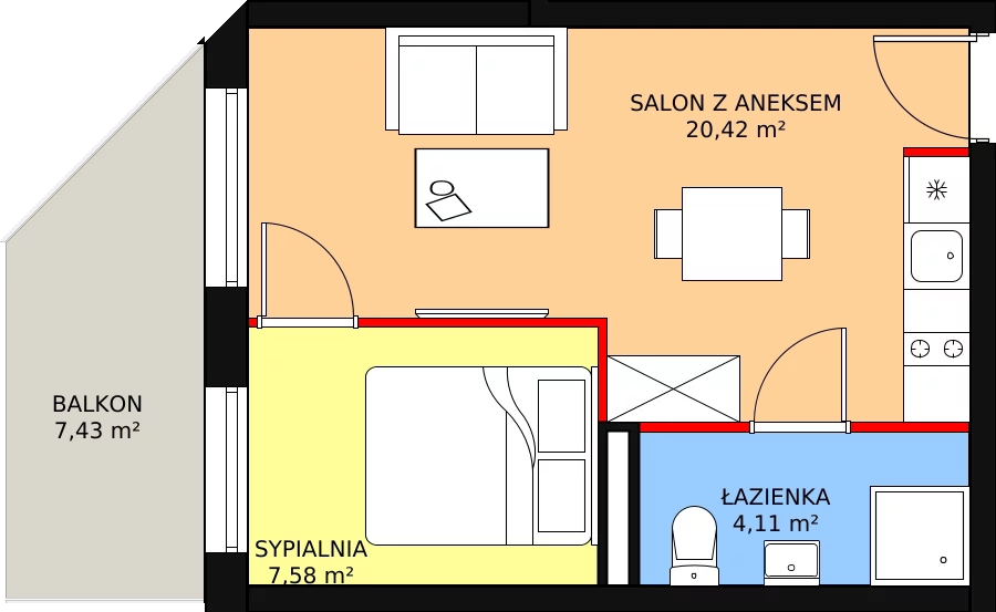 Apartament inwestycyjny 32,12 m², piętro 1, oferta nr 18, Parkowa 3, Niechorze, ul. Parkowa 3