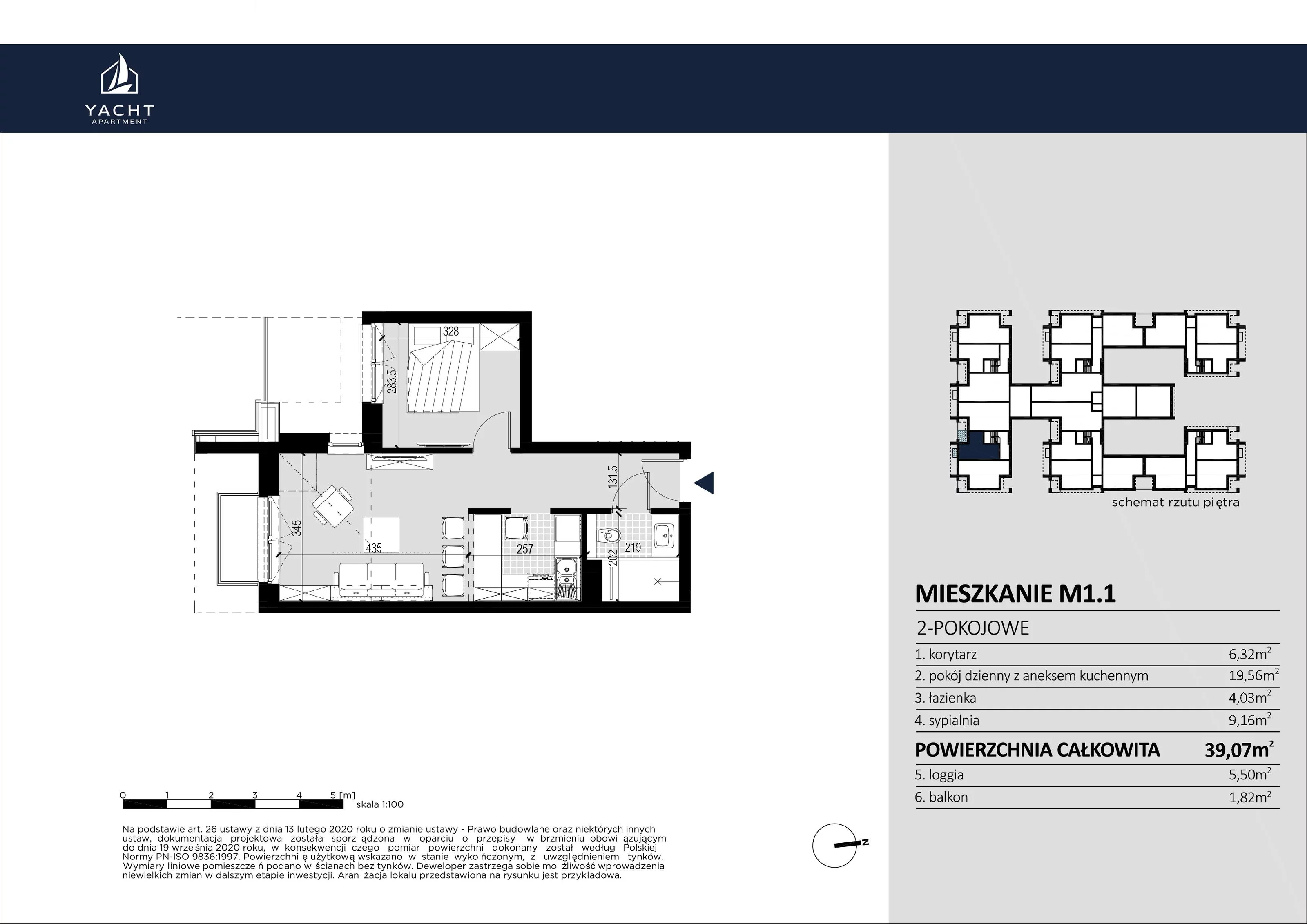 Apartament 39,07 m², piętro 1, oferta nr M/1/1, Yacht Apartament, Harsz, Harsz