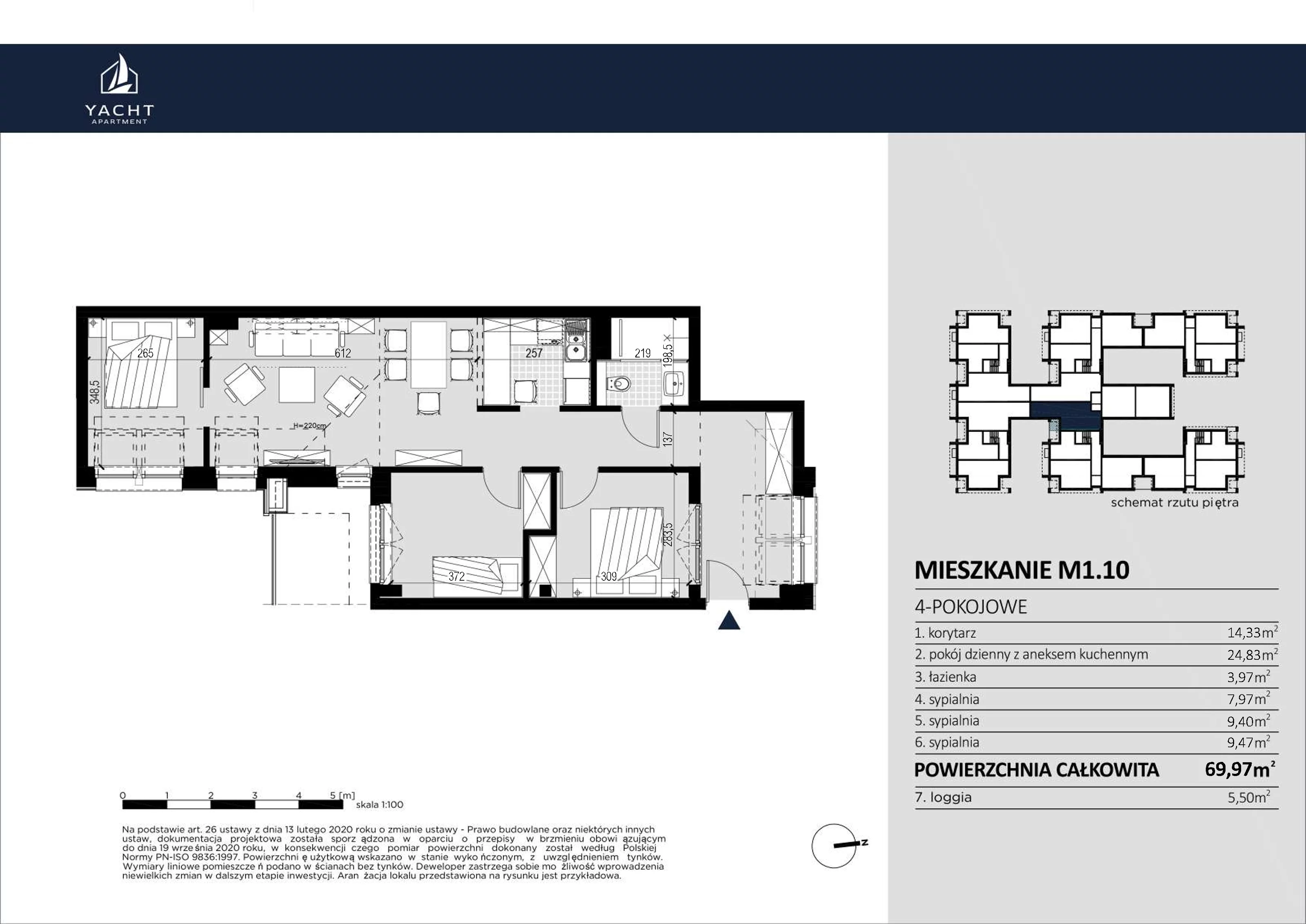 Apartament 69,97 m², piętro 1, oferta nr M/1/10, Yacht Apartament, Harsz, Harsz