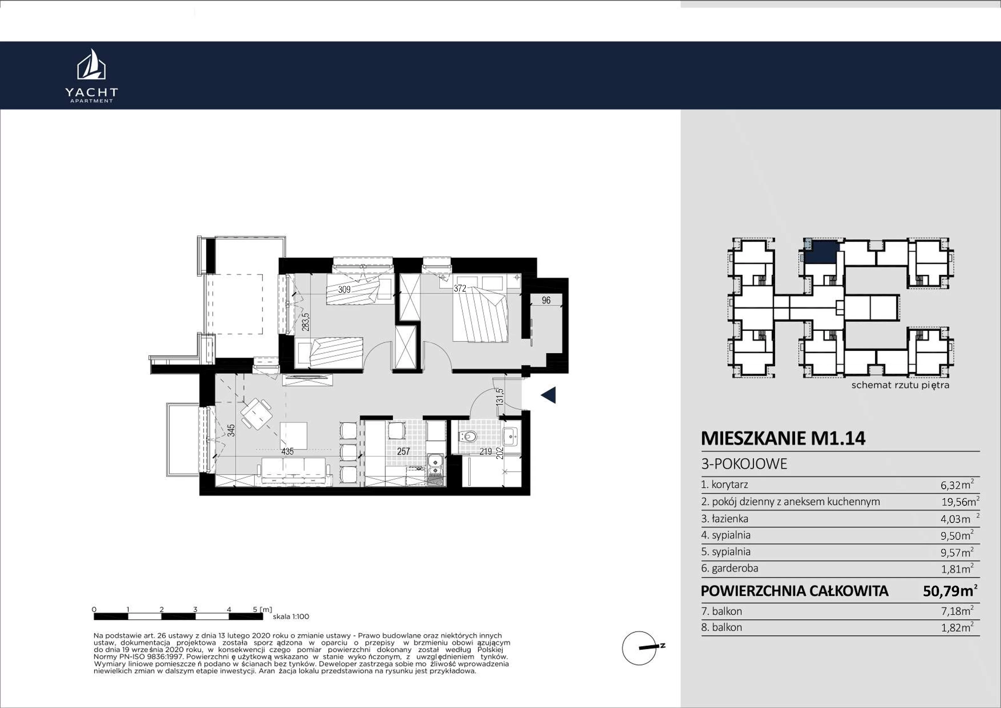 Apartament 50,79 m², piętro 1, oferta nr M/1/14, Yacht Apartament, Harsz, Harsz