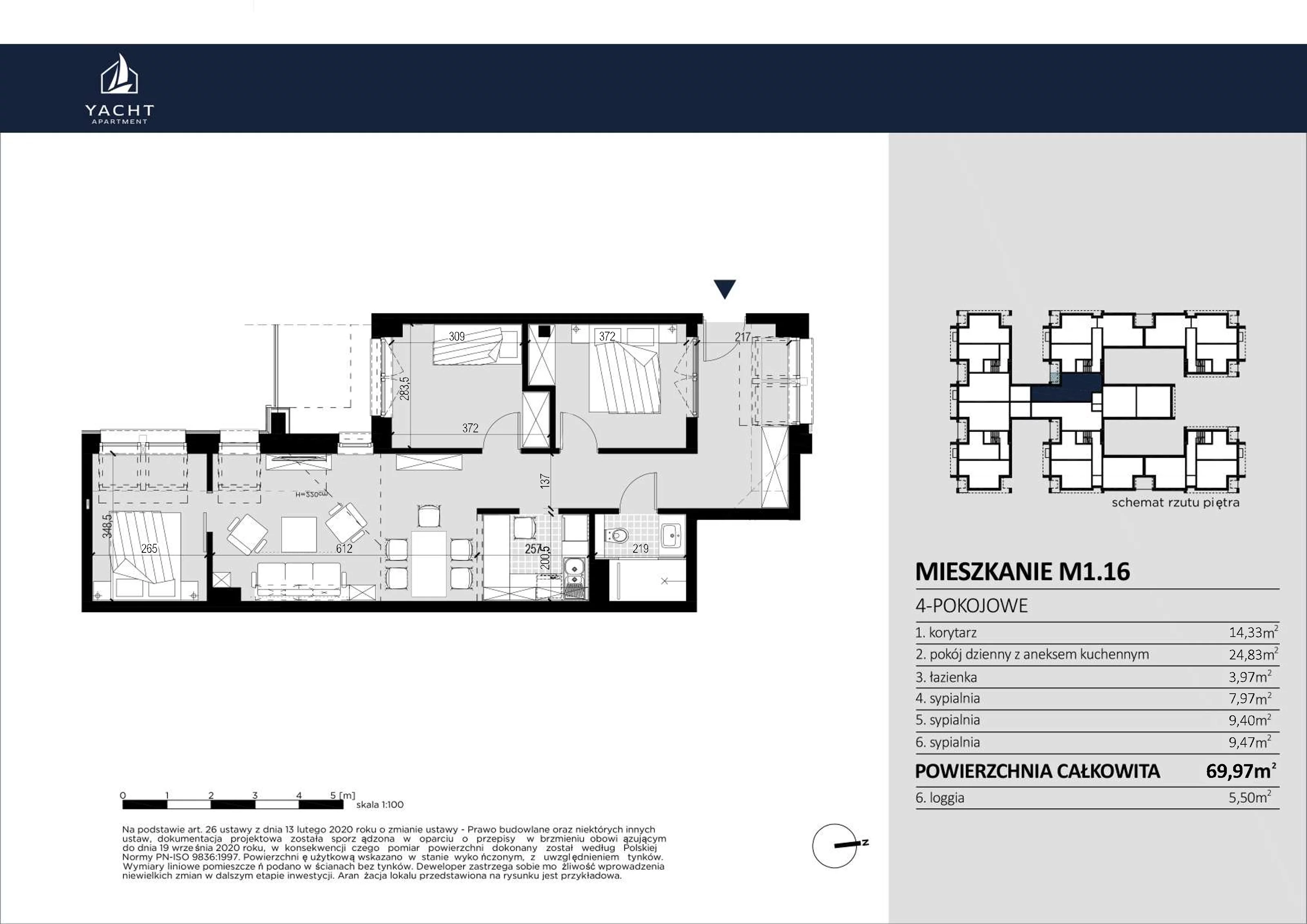 Apartament 69,97 m², piętro 1, oferta nr M/1/16, Yacht Apartament, Harsz, Harsz