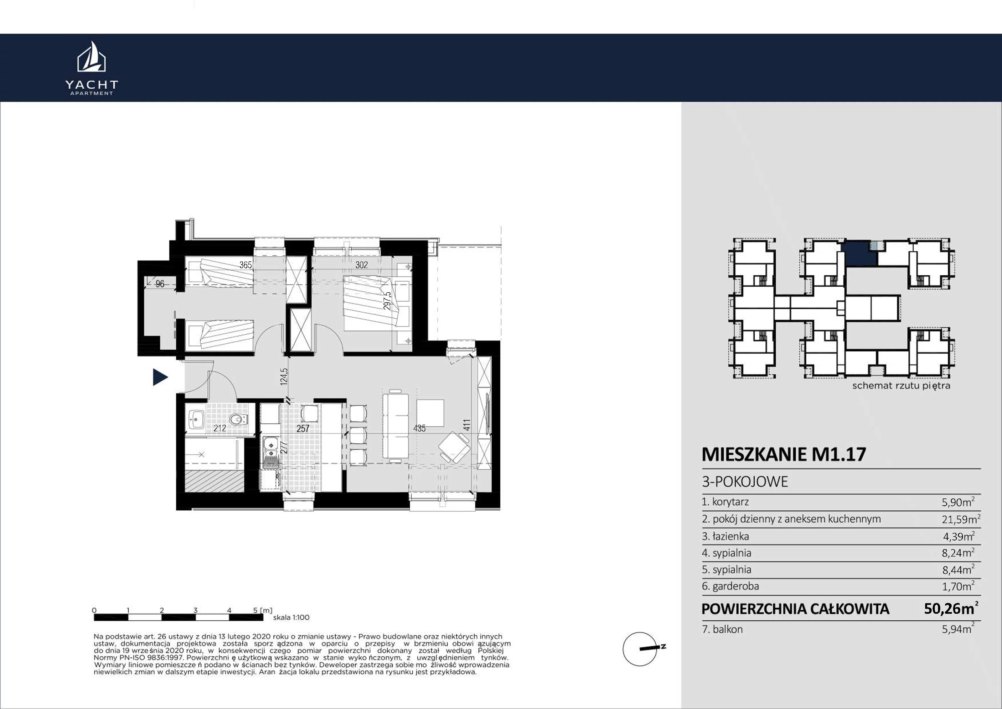 Apartament 50,26 m², piętro 1, oferta nr M/1/17, Yacht Apartament, Harsz, Harsz