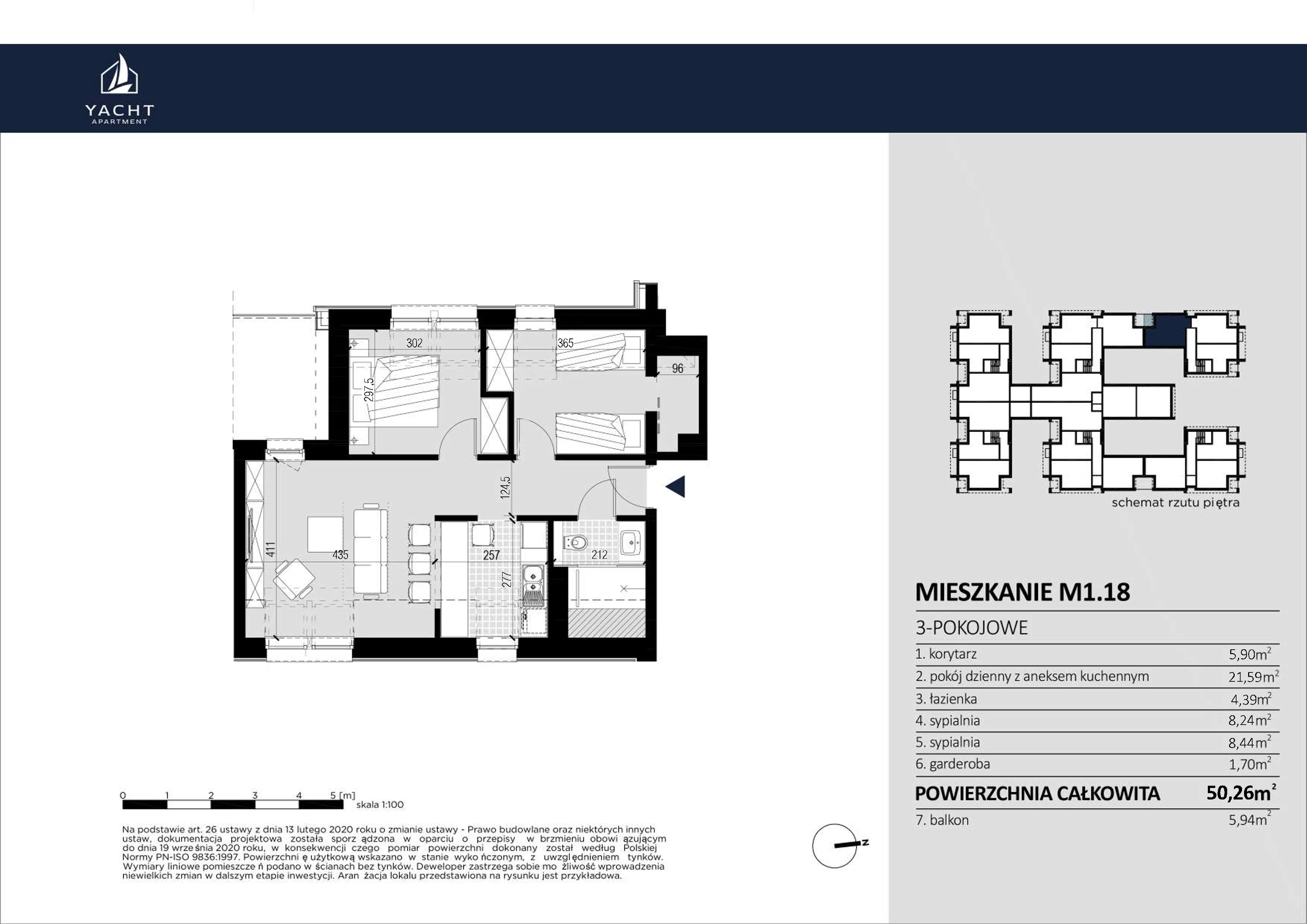 Apartament 50,26 m², piętro 1, oferta nr M/1/18, Yacht Apartament, Harsz, Harsz