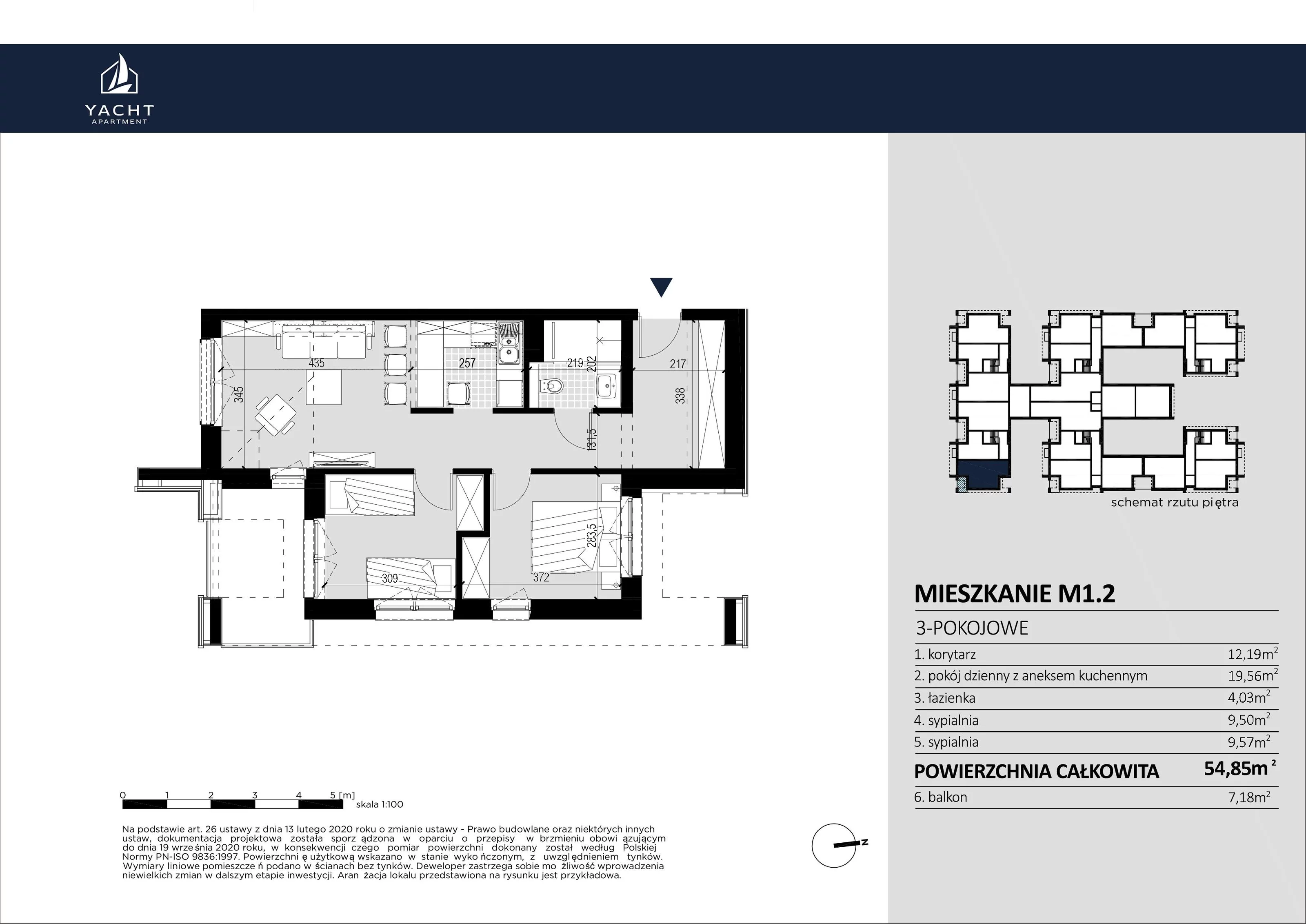 Apartament 54,85 m², piętro 1, oferta nr M/1/2, Yacht Apartament, Harsz, Harsz