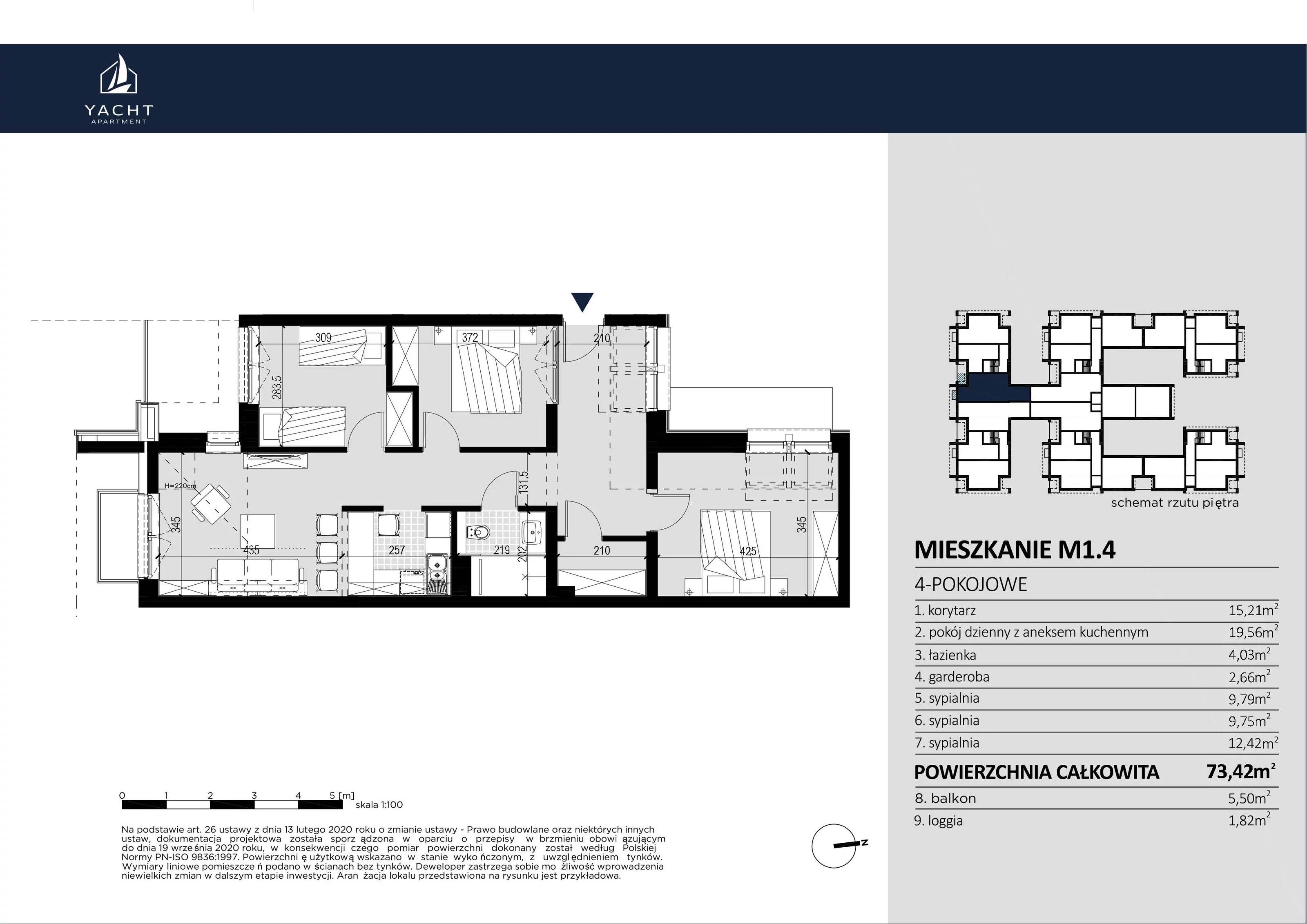 Apartament 73,42 m², piętro 1, oferta nr M/1/4, Yacht Apartament, Harsz, Harsz