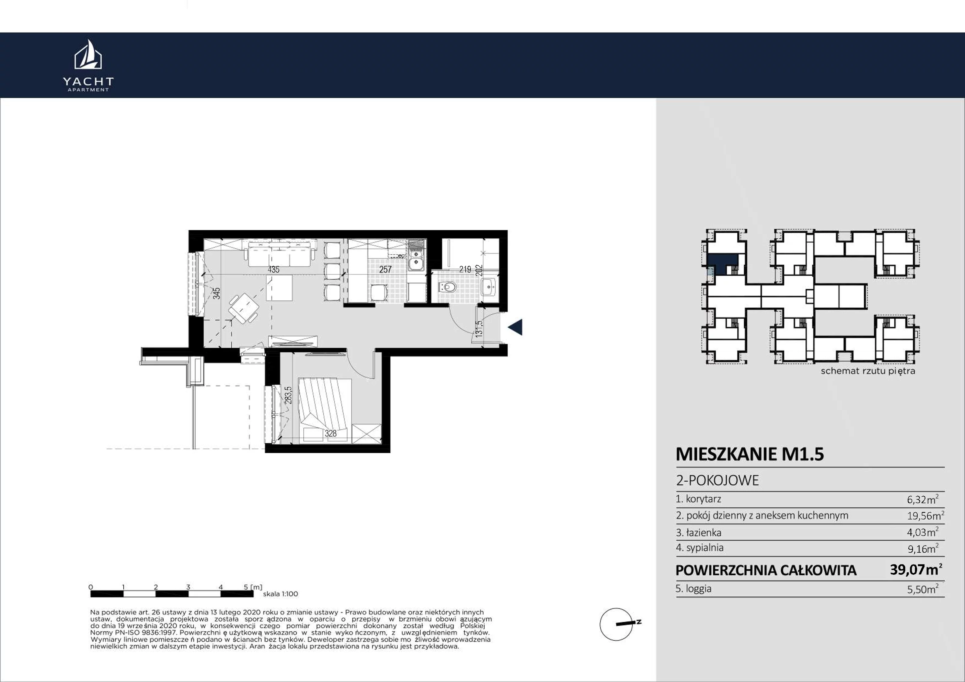 Apartament 39,07 m², piętro 1, oferta nr M/1/5, Yacht Apartament, Harsz, Harsz