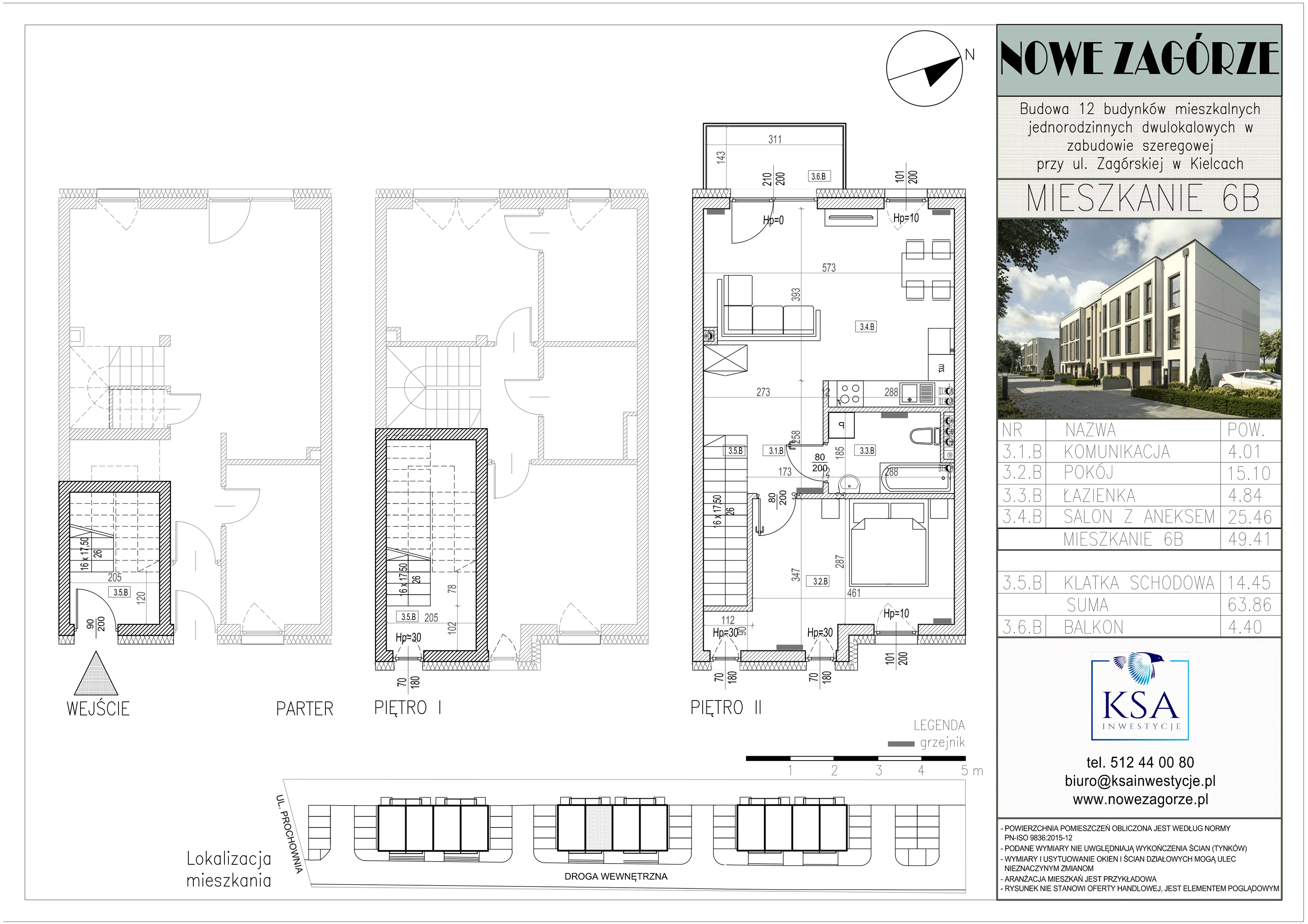 Mieszkanie 49,41 m², piętro 2, oferta nr 6B, Nowe Zagórze, Kielce, Zagórze, ul. Zagórska 288