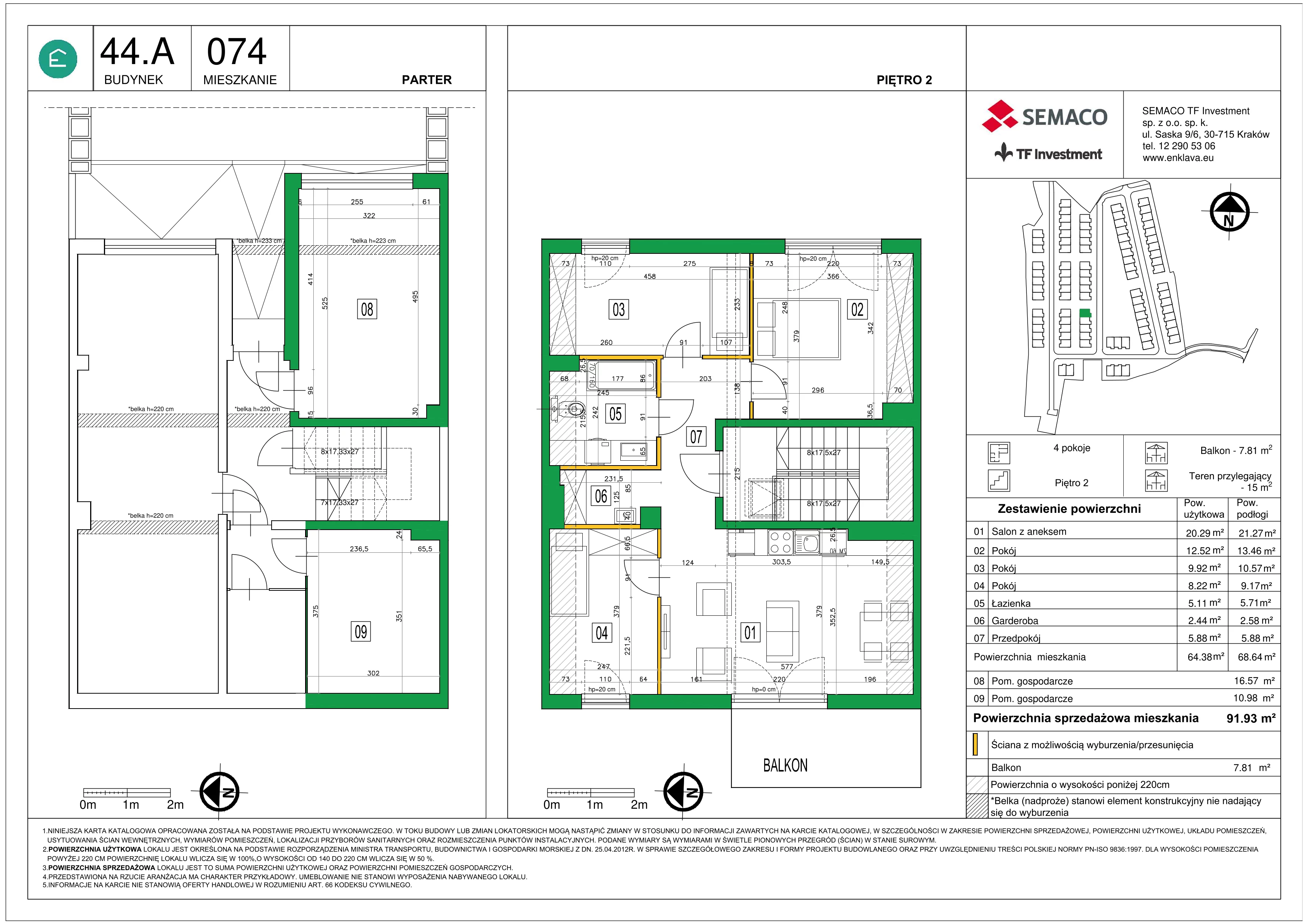 4 pokoje, mieszkanie 64,38 m², piętro 2, oferta nr M74, Osiedle Enklava, Skawina, ul. S. Wyspiańskiego