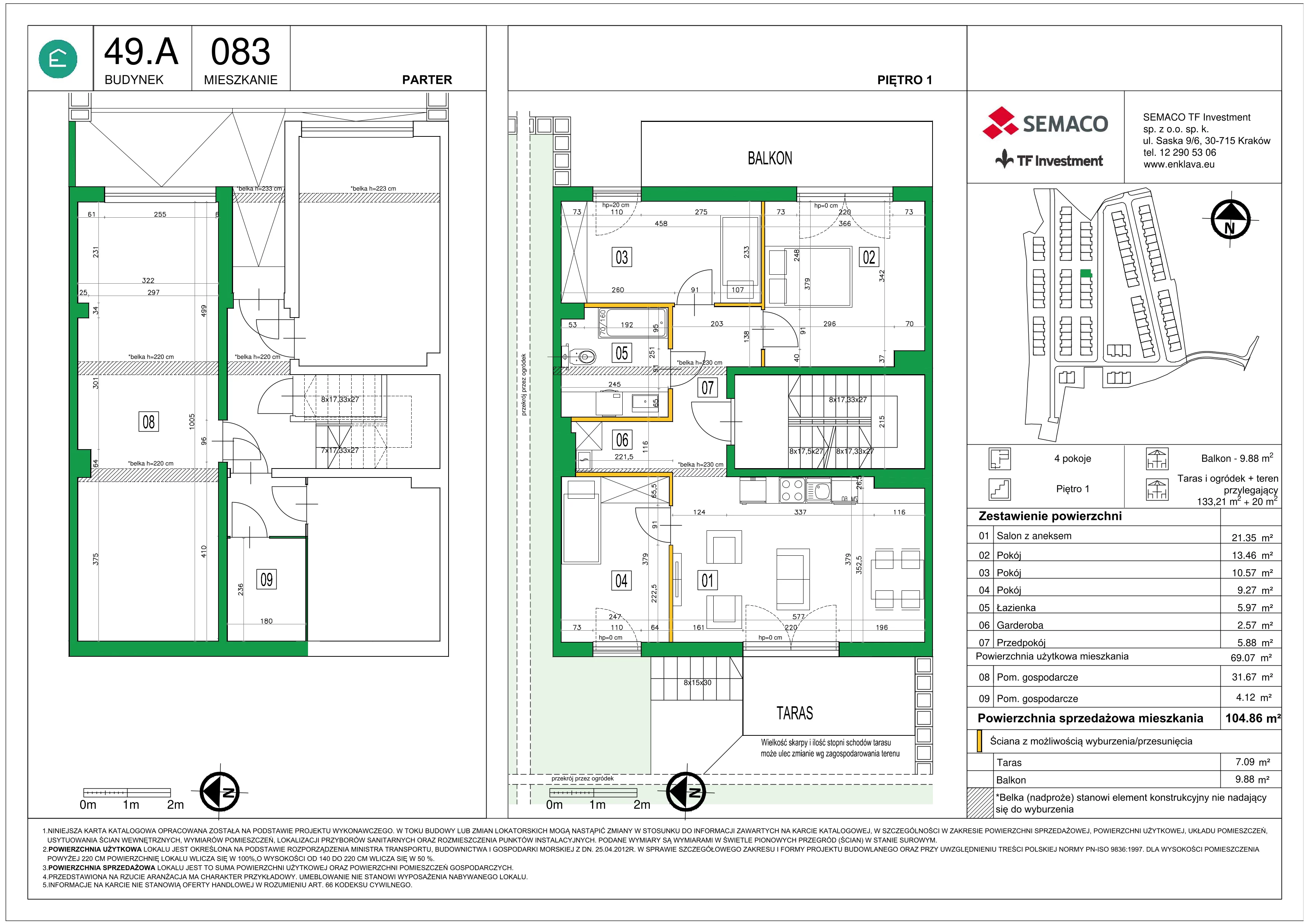 4 pokoje, mieszkanie 69,07 m², piętro 1, oferta nr M83, Osiedle Enklava, Skawina, ul. S. Wyspiańskiego