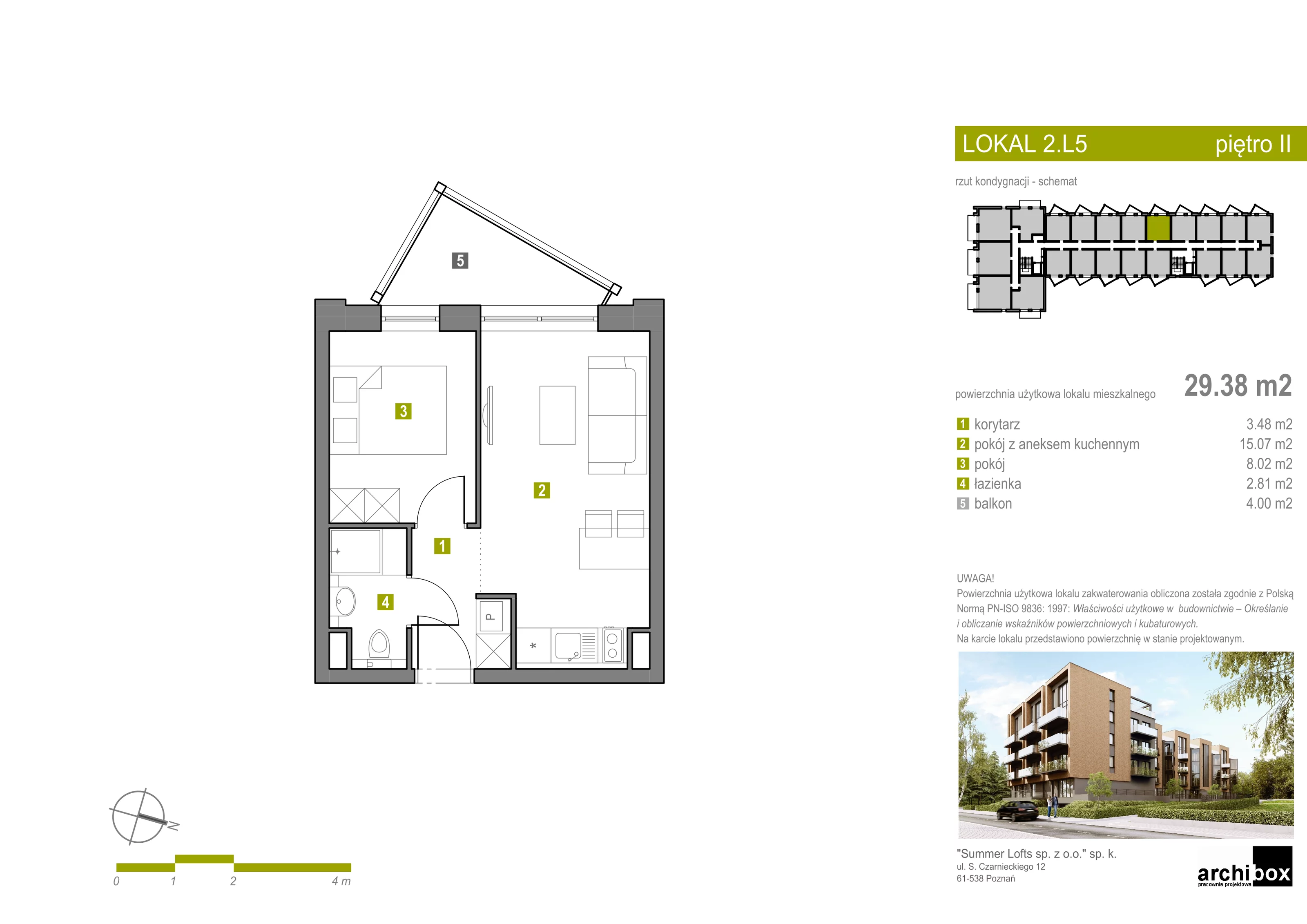 2 pokoje, apartament 29,38 m², piętro 2, oferta nr Apartament 47, Summer Lofts, Ustronie Morskie, ul. Wojska Polskiego 1