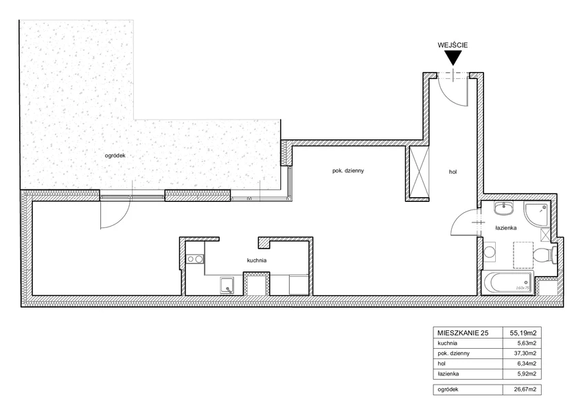 Mieszkanie 56,51 m², parter, oferta nr 25, House Pack, Katowice, Śródmieście, ul. Chopina 16