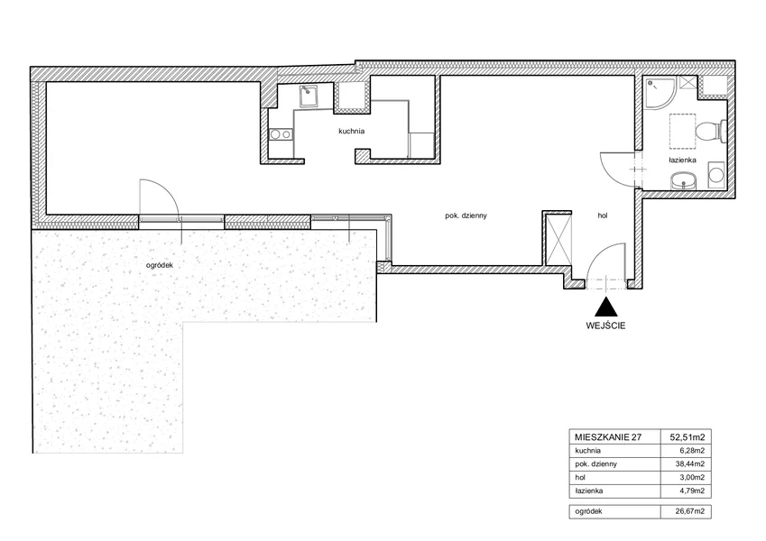 Mieszkanie 50,46 m², parter, oferta nr 27, House Pack, Katowice, Śródmieście, ul. Chopina 16