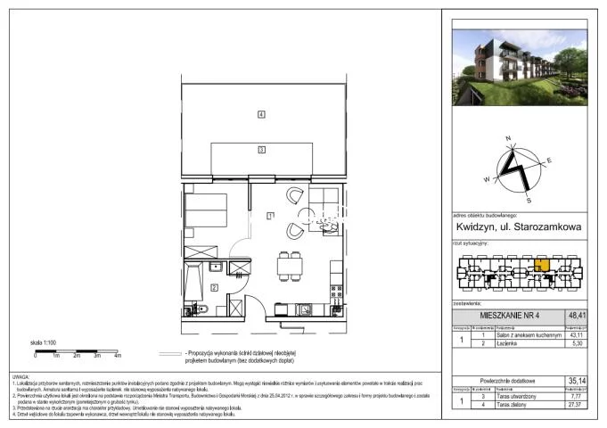 2 pokoje, mieszkanie 48,41 m², parter, oferta nr , 95, Kwidzyn, Starozamkowa