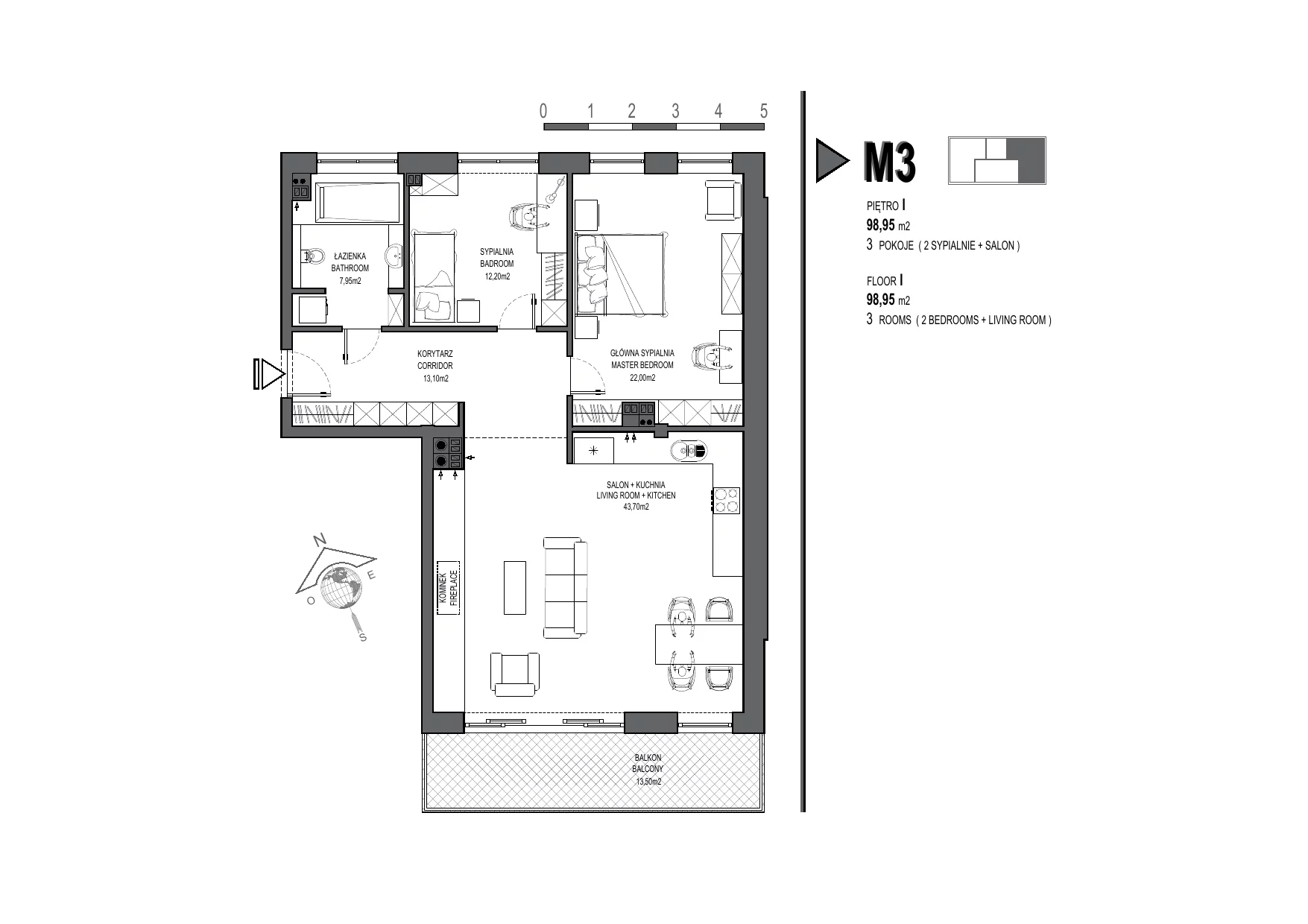 Apartament 99,40 m², piętro 1, oferta nr M03, Rezydencja Dworek, Wrocław, Powstańców Śląskich (Południe), ul. Oficerska 5