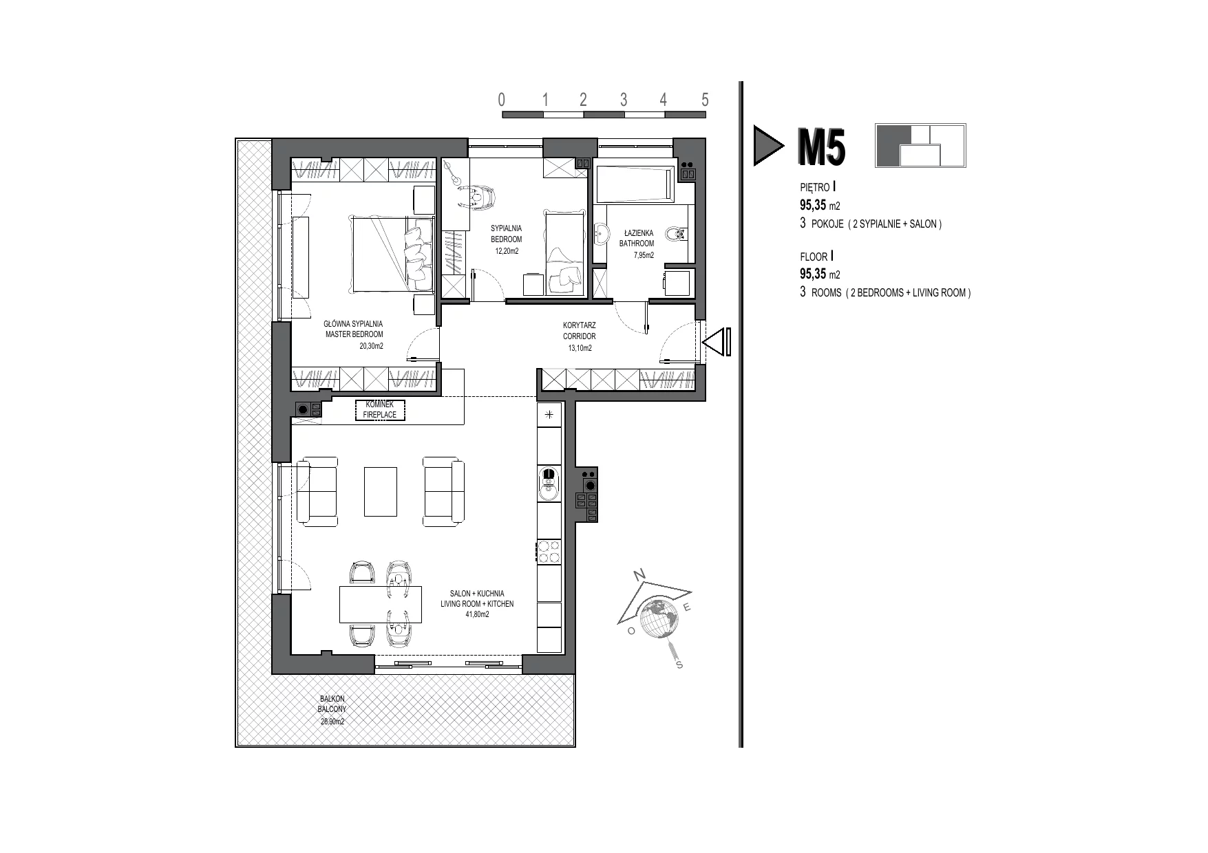 Apartament 95,60 m², piętro 1, oferta nr M05, Rezydencja Dworek, Wrocław, Powstańców Śląskich (Południe), ul. Oficerska 5